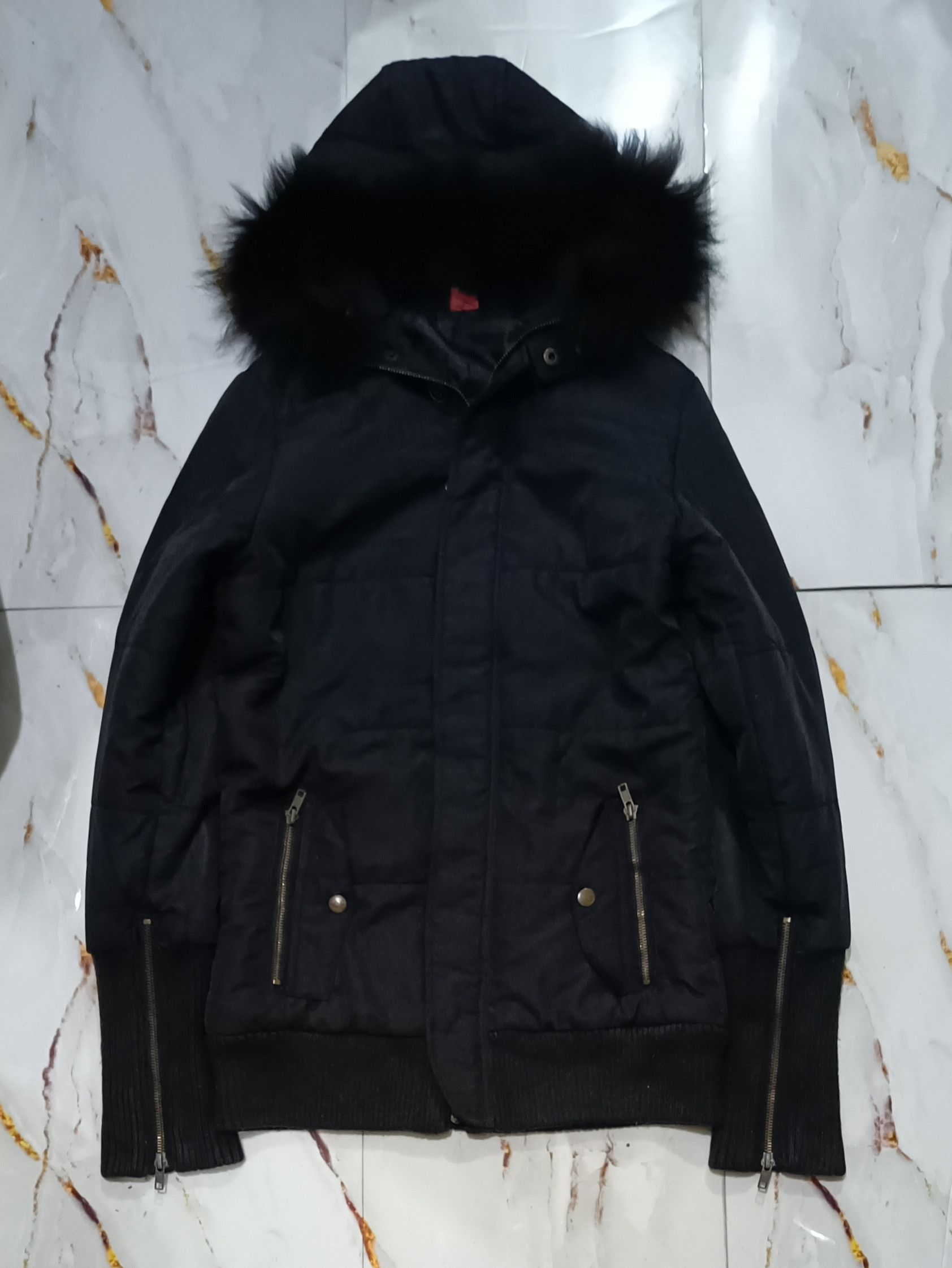 Le Grande Bleu (L.G.B.) Fur Puffer Bomber Coat Jacket Size M / US 6-8 / IT 42-44 - 1 Thumbnail