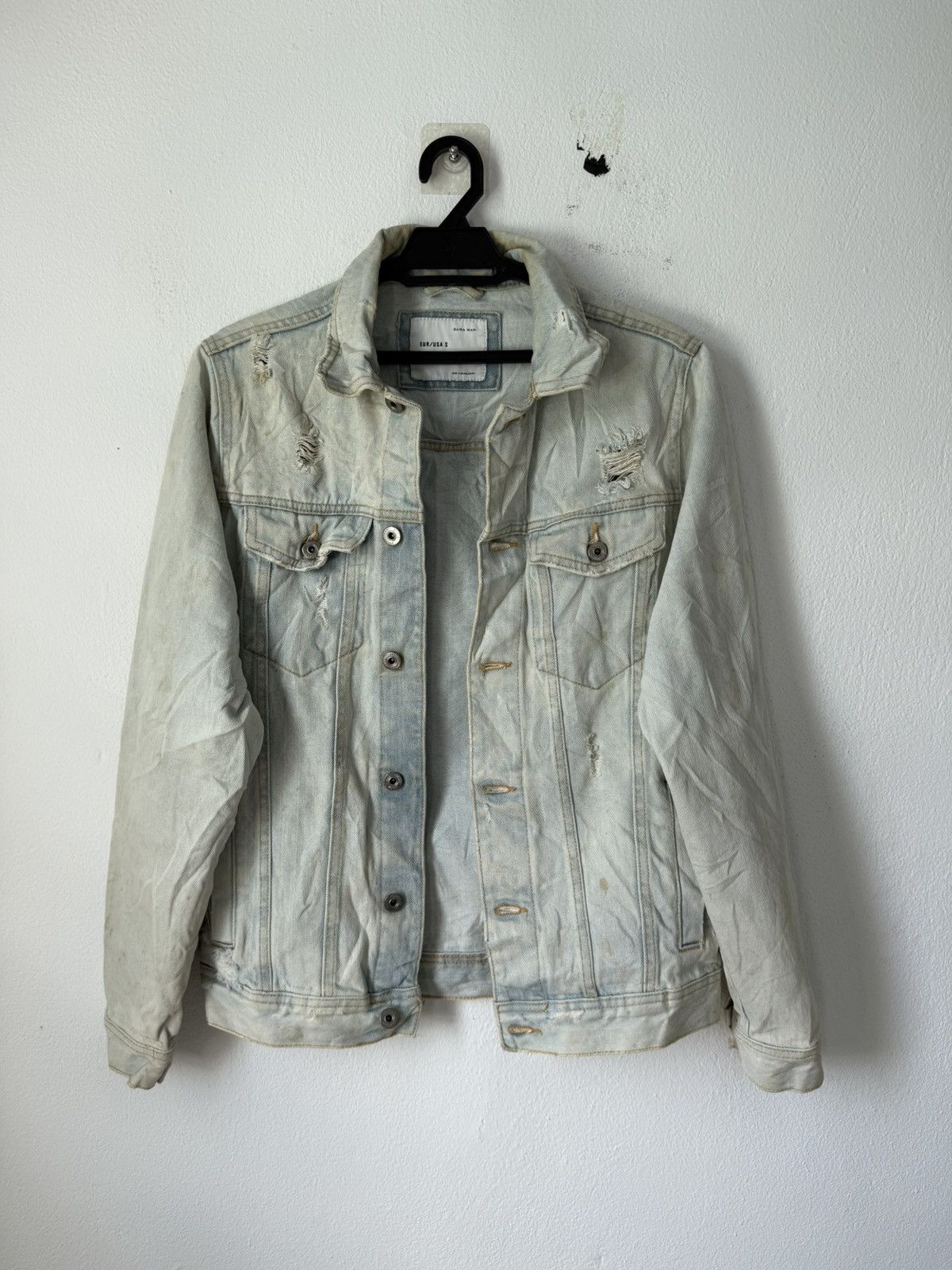 Zara BINDING Zara Denim Man Distress Design Jacket Ripped Style Size US S / EU 44-46 / 1 - 1 Thumbnail