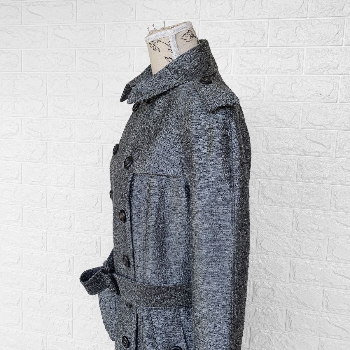 Burberry Burberry Mettalic Jacquard Wool Trench Coat Jacket Silver Size US S / EU 44-46 / 1 - 7 Thumbnail