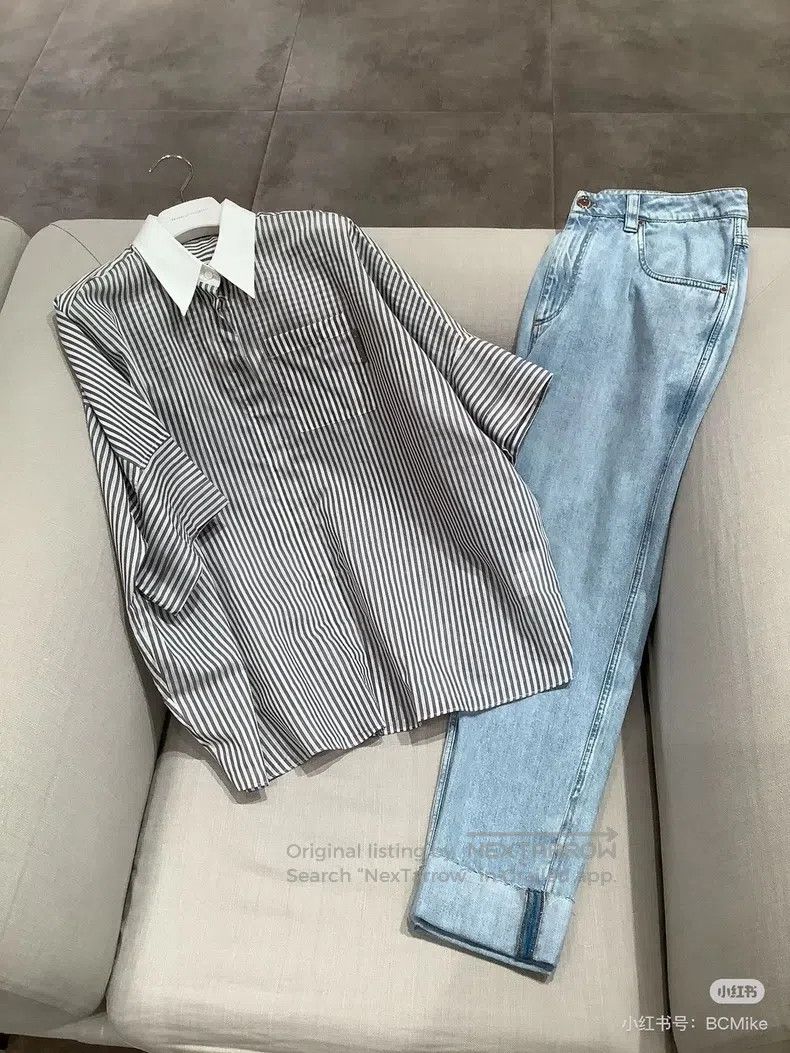 Brunello Cucinelli Brunello Cucinelli Striped beaded shirt Size XS / US 0-2 / IT 36-38 - 2 Thumbnail