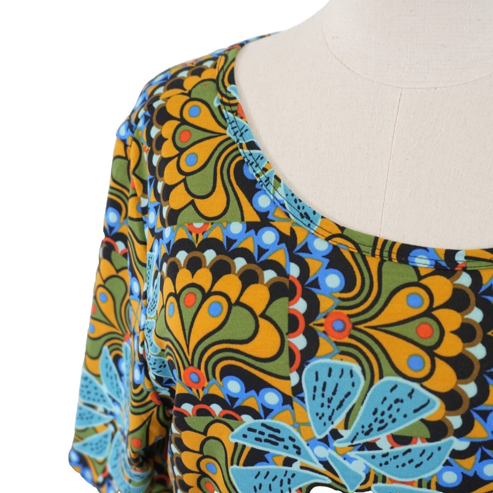 Designer NEW Lularoe Gigi 3XL Short Sleeve Teal Orange Green Floral B Size 3XL / US 20-22 - 2 Thumbnail