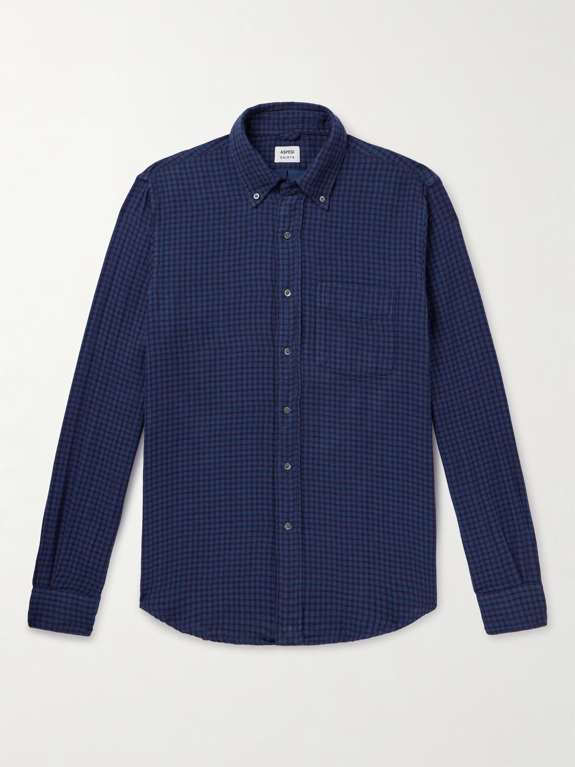 Aspesi ASPESI New Robert blue check button down flannel shirt M Size US M / EU 48-50 / 2 - 1 Thumbnail