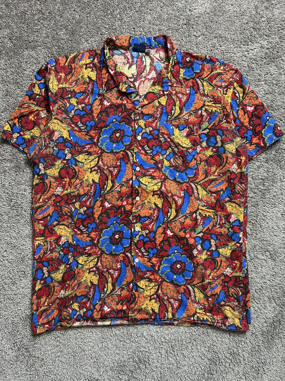 Vintage Vintage 70s Golden V AOP Art Short Sleeve Button Size US XL / EU 56 / 4 - 1 Thumbnail