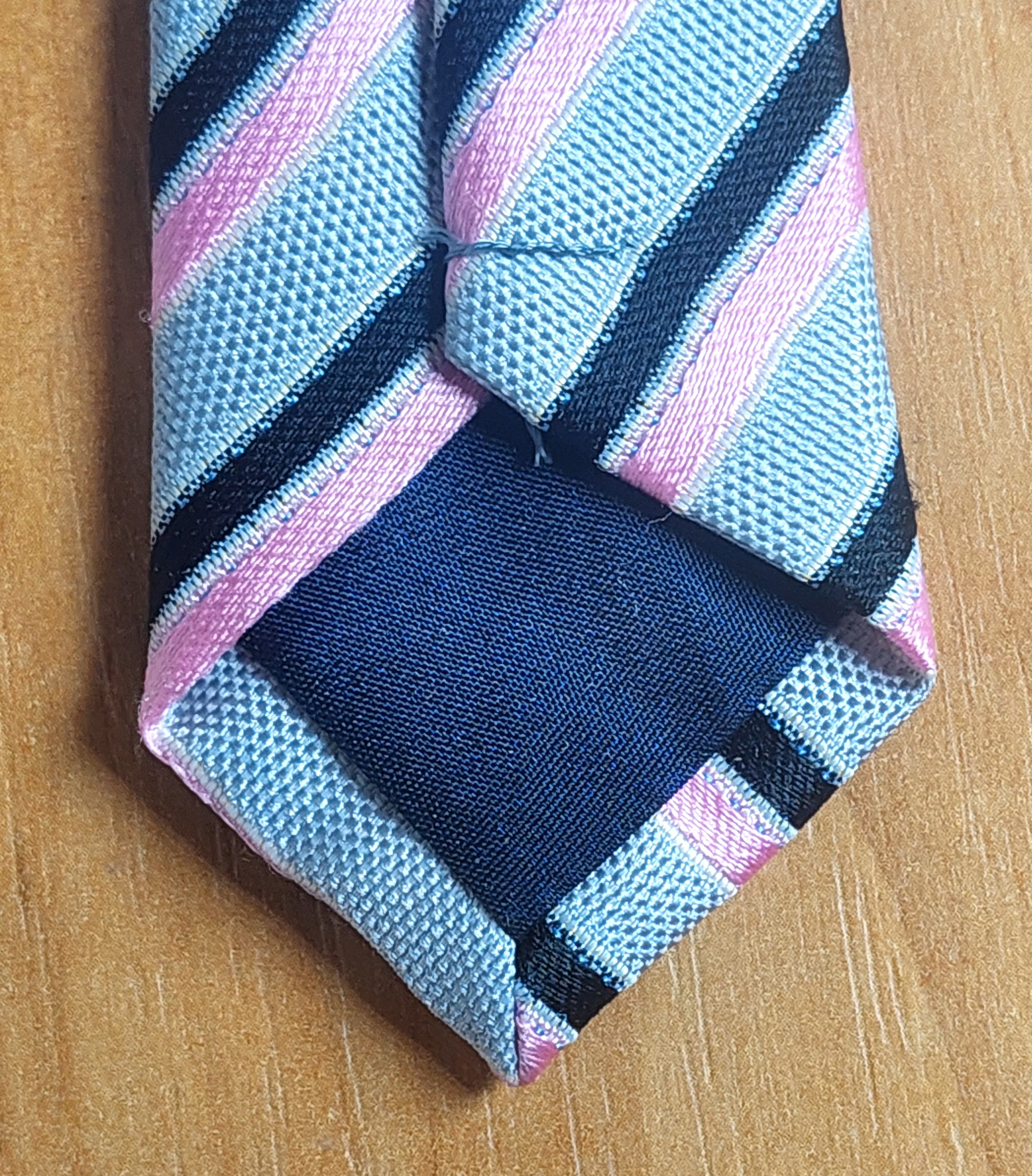 Ermenegildo Zegna Ermenegildo Zegna Silk Tie Gray Pink Diagonal Stripe Italy Size ONE SIZE - 11 Thumbnail
