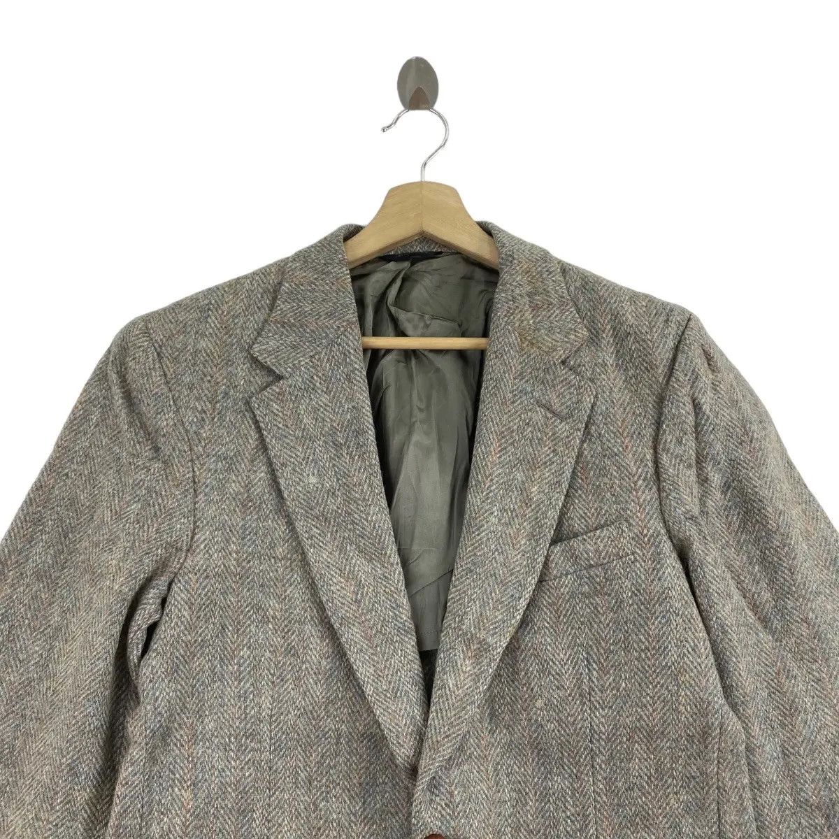 Harris Tweed Vtg HARRIS TWEED Hand Woven Houndstooth Blazer Lawrence Shop Size 40R - 2 Thumbnail
