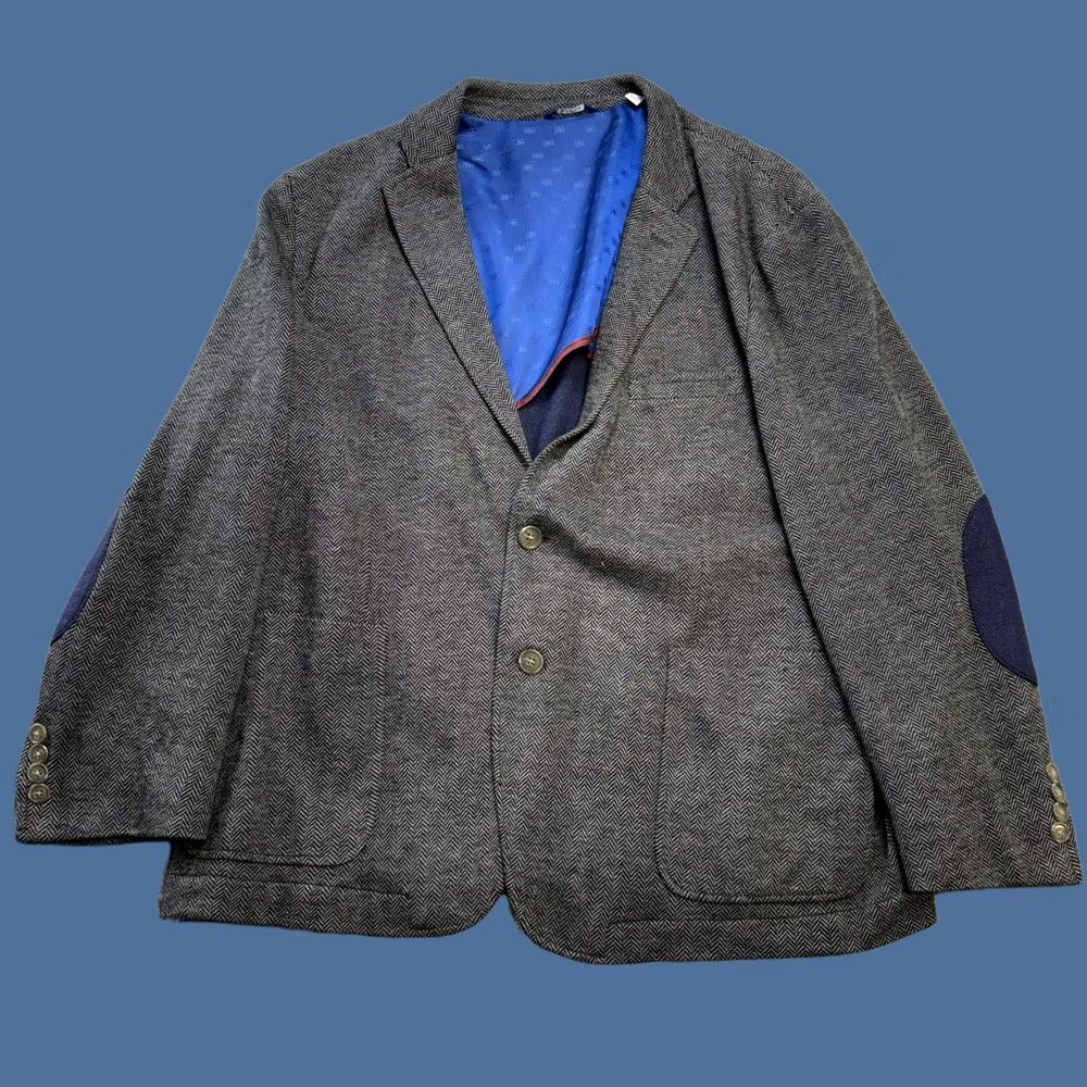 Ben Sherman Ben Sherman Blazer Jacket Mens 44S Gray Herringbone Knit Single-Breasted Two-Button Notch Lapel Size 44R - 1 Thumbnail