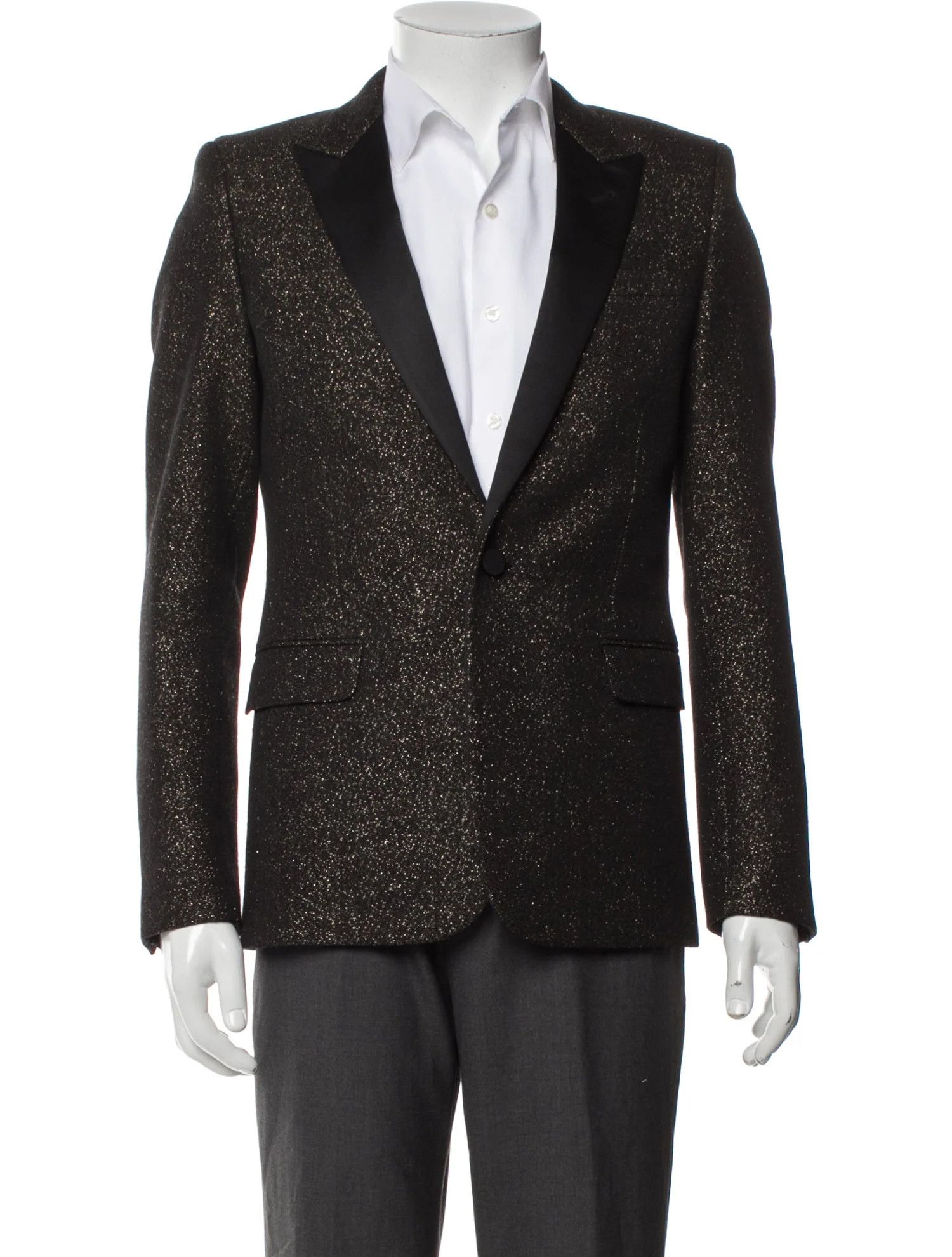 Saint Laurent Paris 2014 Black and Gold Blazer Size 36R - 1 Thumbnail
