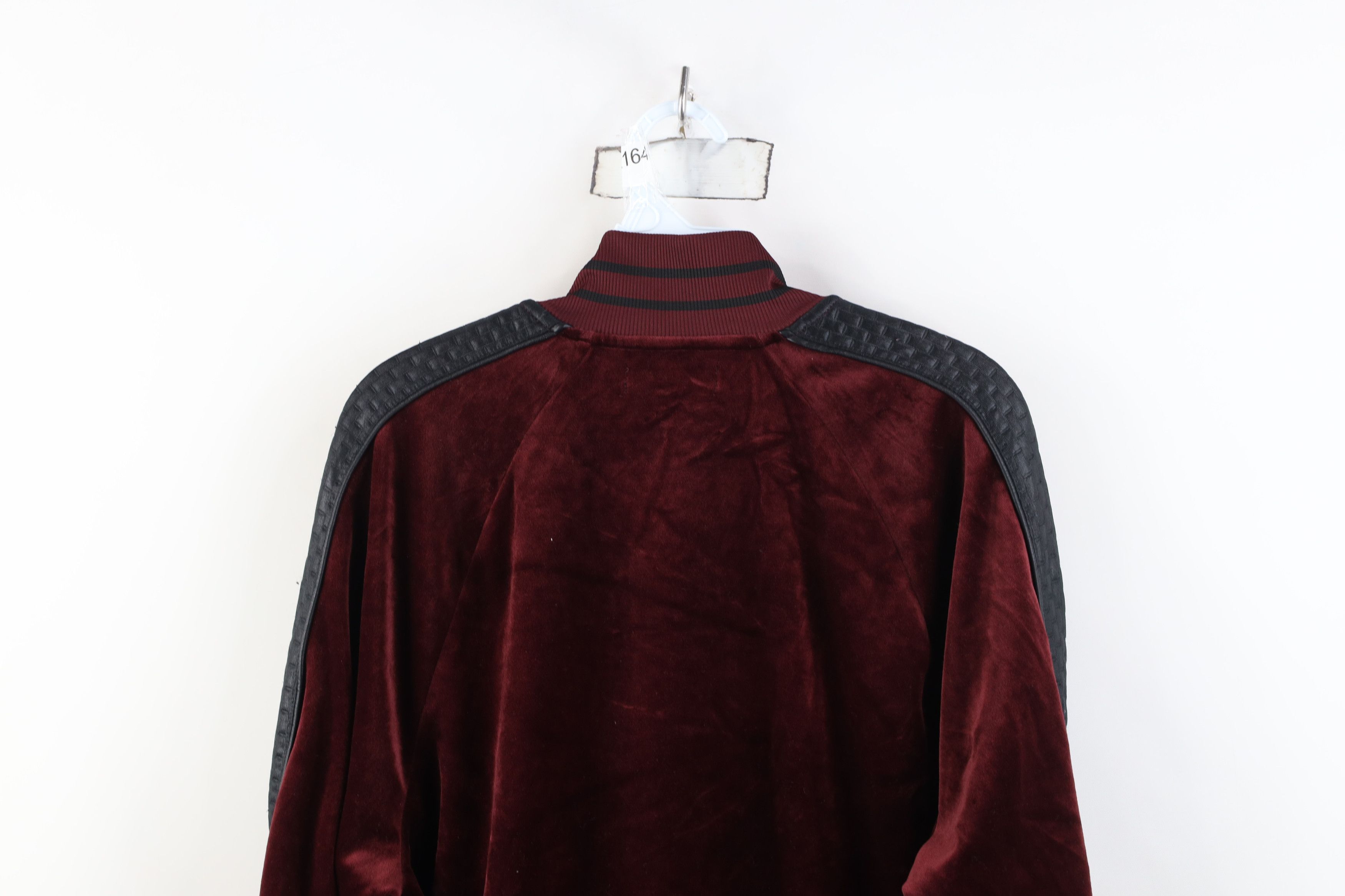Vintage Y2K Streetwear Velour Full Zip Jacket Burgundy Red Black Size US M / EU 48-50 / 2 - 13 Thumbnail