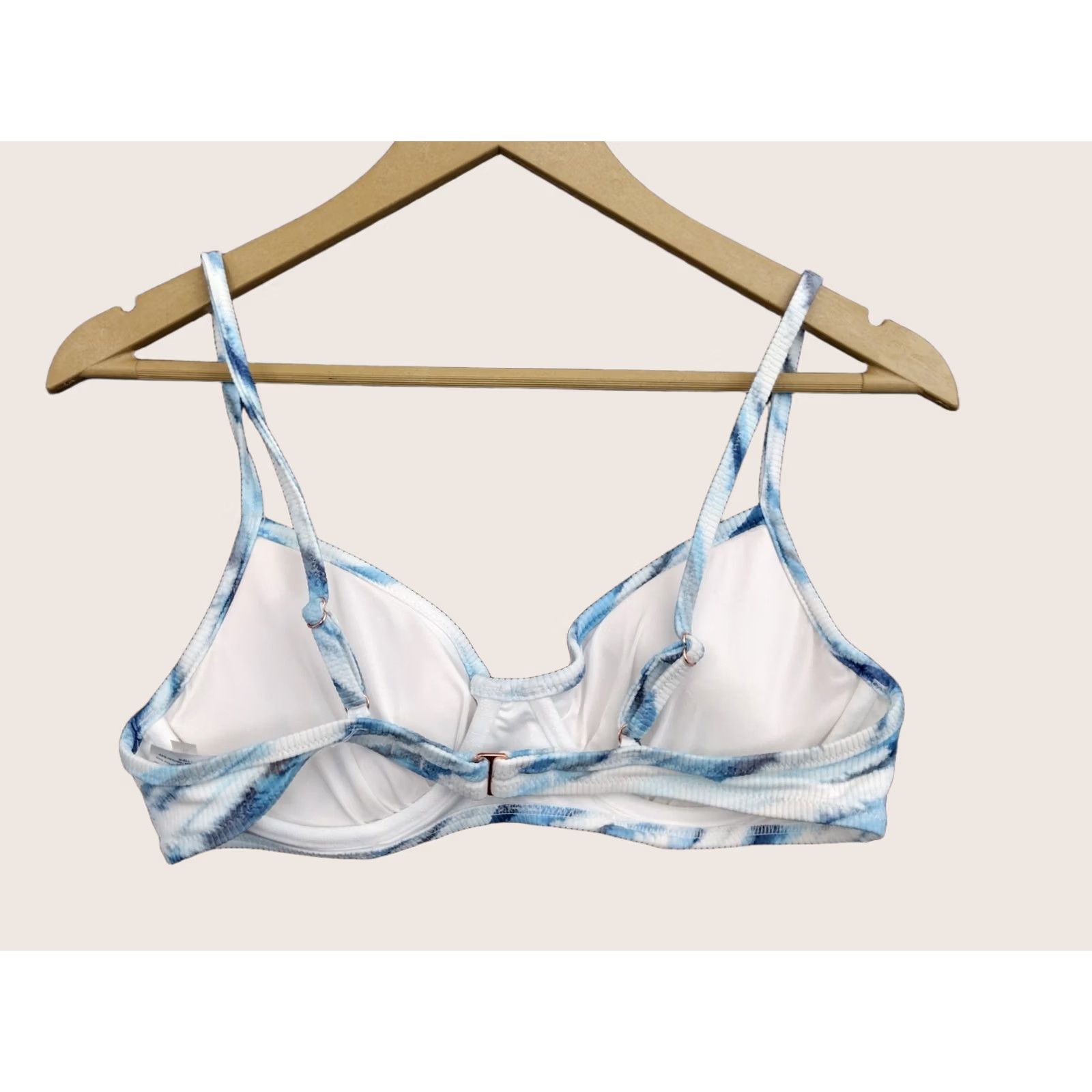 Vintage Shade & Shore Bikini Top Women Marble Blue Spaghetti Padded Ribbed 36B Adult Regular XS? Size XS / US 0-2 / IT 36-38 - 1 Thumbnail