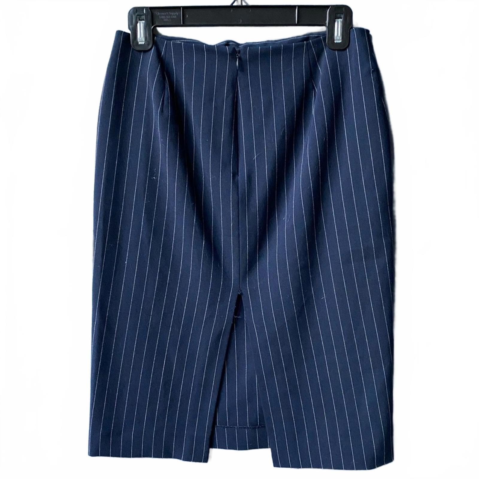 Other Vintage Victoria's Secret Navy Striped Pencil Mini Skirt 2 Size 26" / US 2 / IT 38 - 4 Thumbnail