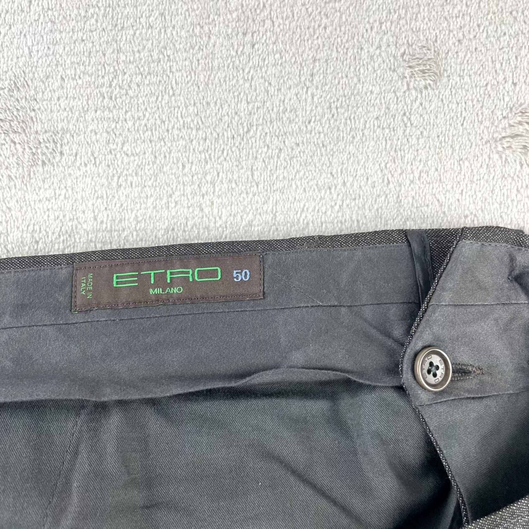 Etro ETRO Milano Pants Men 50 Grey Check Wool Trousers Made in Italy 32x29 Slim Straight Dress Pants Mens Size US 32 / EU 48 - 2 Thumbnail