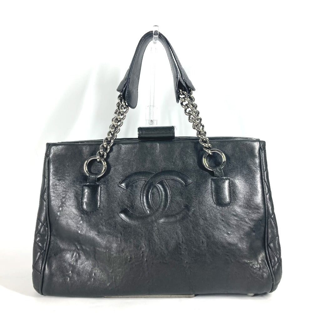 Chanel Chanel Shawl Briefcase Cc Coma Mark Double Chain Shoulder Bag Calf Leather Women Black Size ONE SIZE - 1 Thumbnail