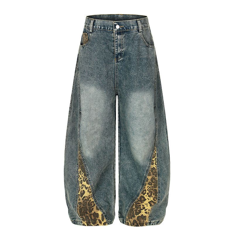 Jean American retro leopard print patchwork curved jeans Size US 32 / EU 48 - 1 Thumbnail