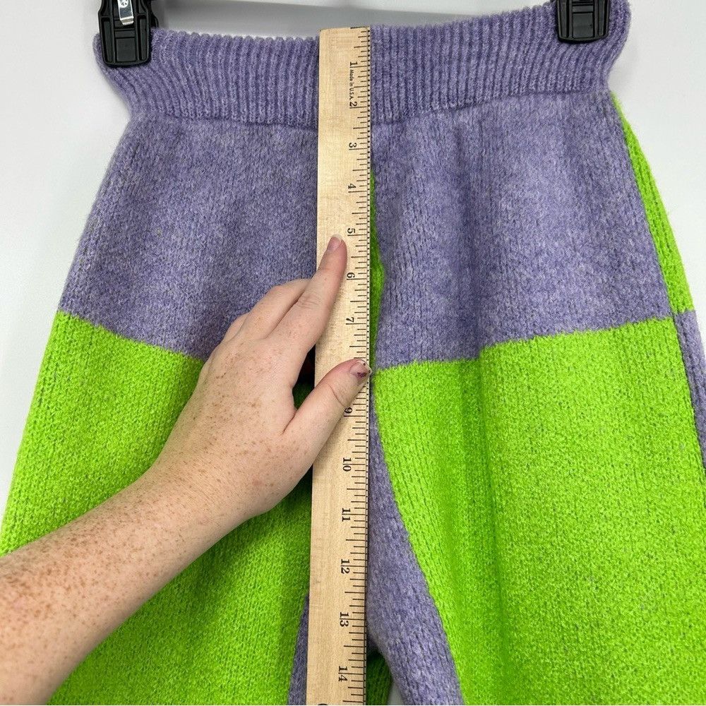 NOCTURNE NOCTURNE WIDE LEG PRINTED CHECKERED PANTS KNITTED COZY COMFY Size 22" - 11 Thumbnail