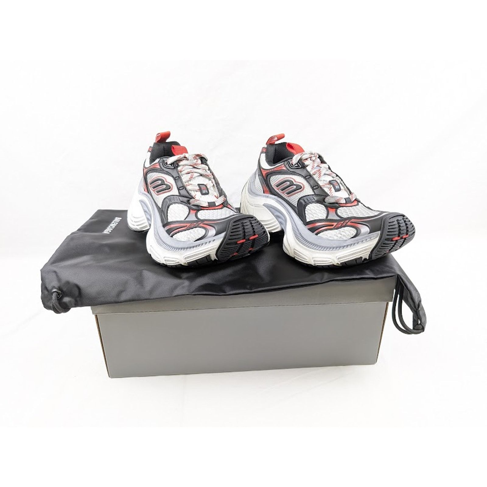 Balenciaga o1rshd1 10XL Sneakers Mesh in Grey/White/Red Size US 12 / EU 45 - 14 Thumbnail