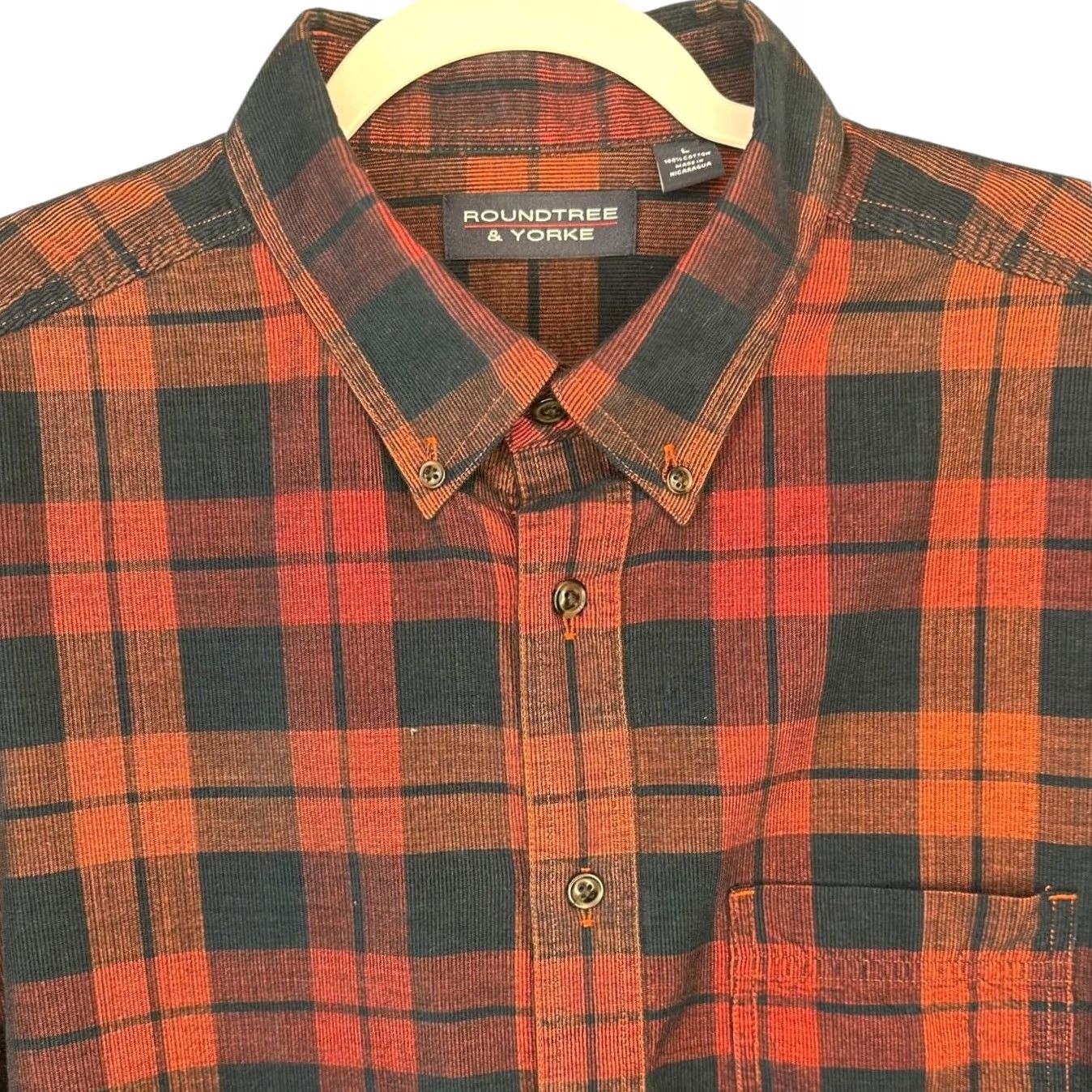Roundtree & Yorke VINTAGE Roundtree & Yorke Plaid Flannel Button Down Shirt Men L Long Sleeve Red Size US L / EU 52-54 / 3 - 4 Thumbnail