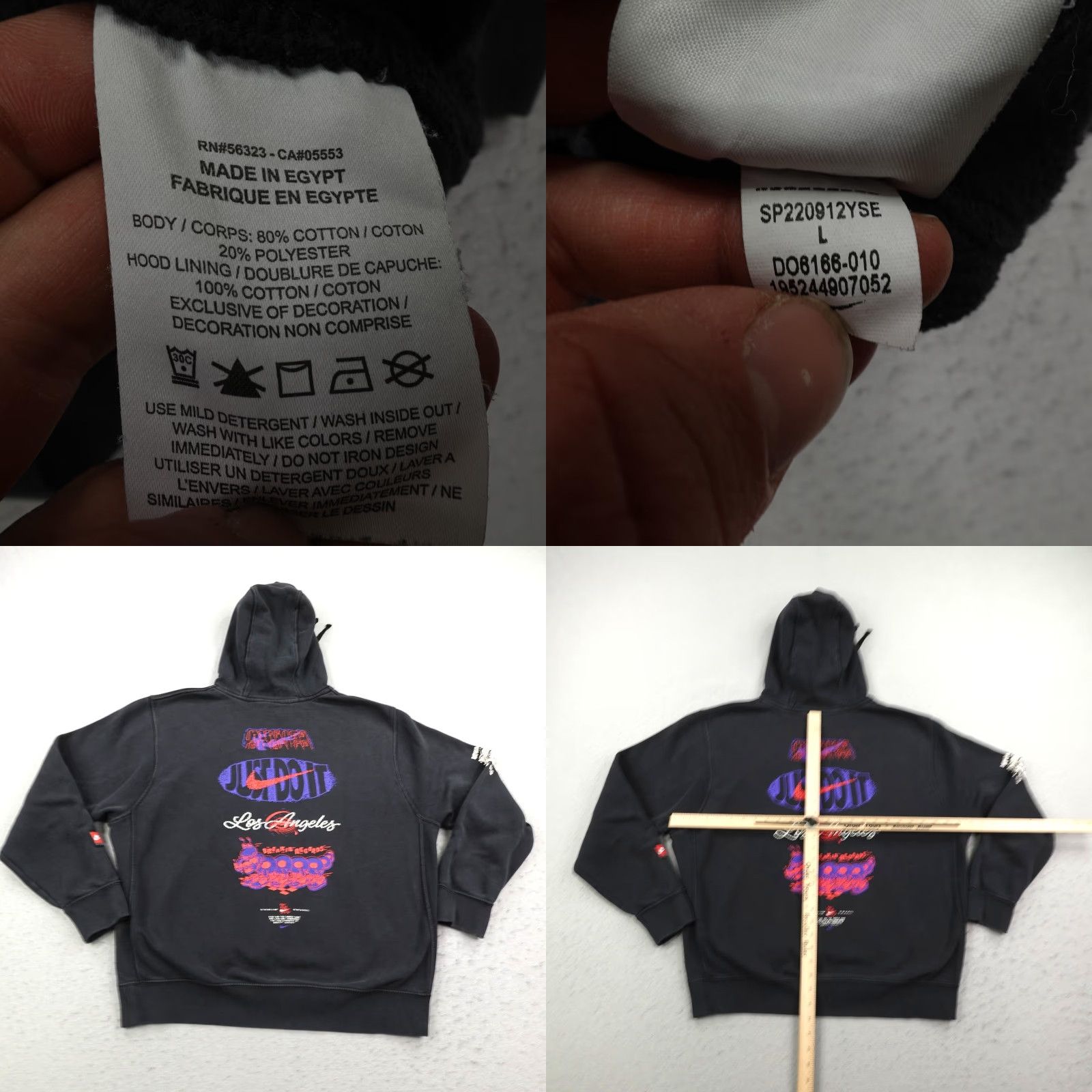 Nike Nike Hoodie Mens Large Black Shoe Dog Club LA Pullover Sweatshirt City Sports Graphic Print Hooded Pockets Logo Reg Cotton Polyester Mens Size US L / EU 52-54 / 3 - 8 Thumbnail
