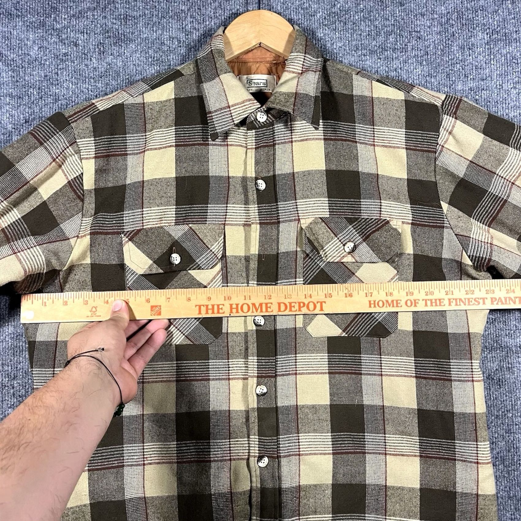 Sears VINTAGE Sears Fieldmaster Jacket Mens L Brown Plaid Quilted Flannel 70s Size US L / EU 52-54 / 3 - 5 Thumbnail