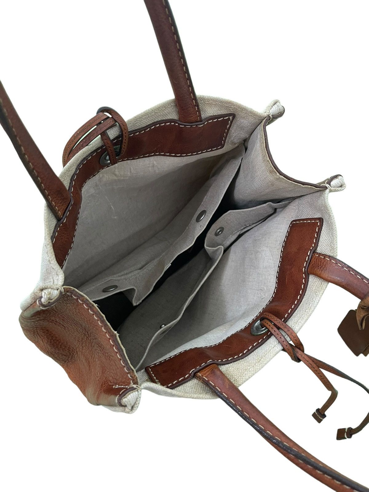 Japanese Brand Tote Bag Beau Dessin Au Artisan Leather Cotton Canvas 1🟩 Size ONE SIZE - 16 Thumbnail