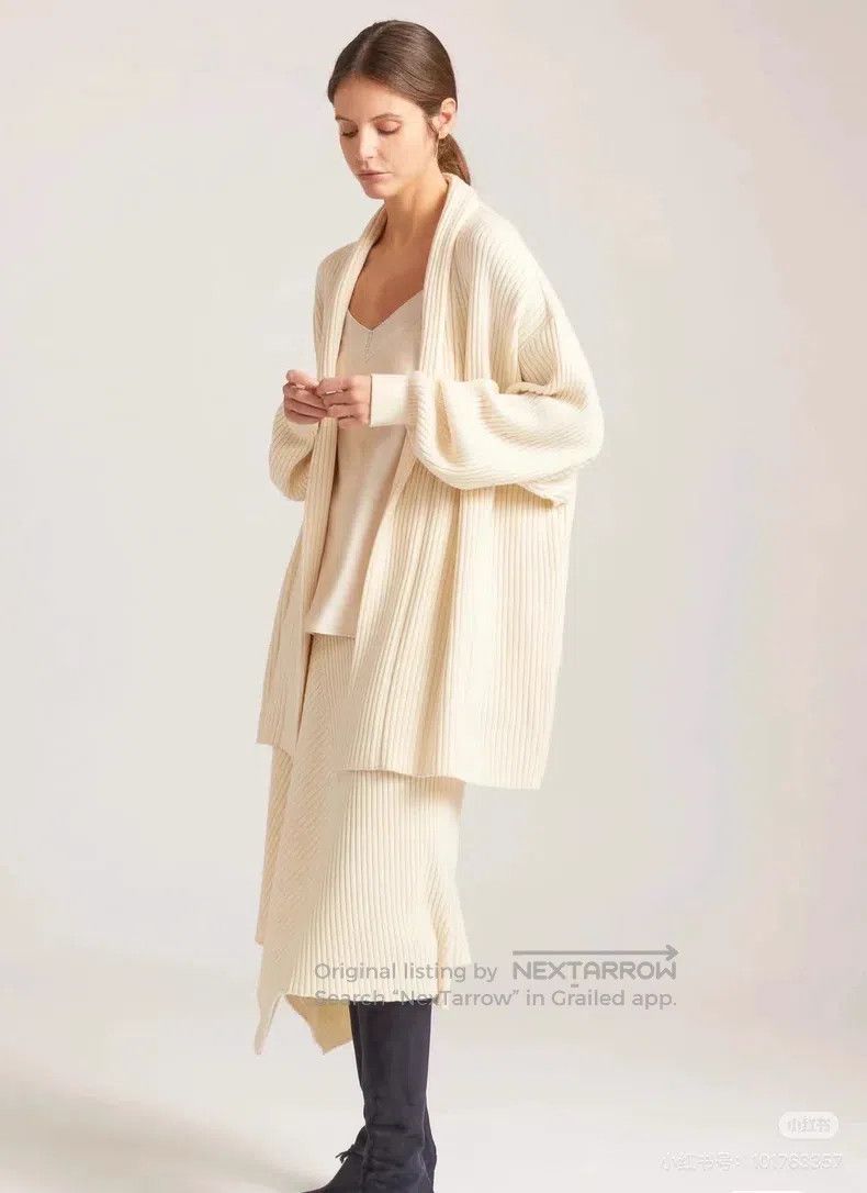 Loro Piana Loro Piana Beige Ribbed Mid-Length Knit Cardigan Jacket Size S / US 4 / IT 40 - 8 Thumbnail