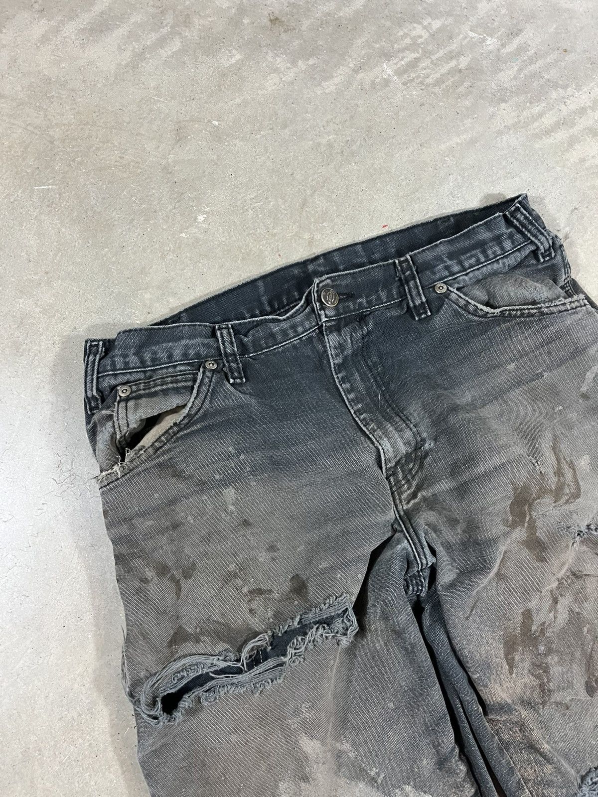 Dickies Vintage Dickies Canvas Work Pants Faded Distressed Black Size US 34 / EU 50 - 4 Thumbnail