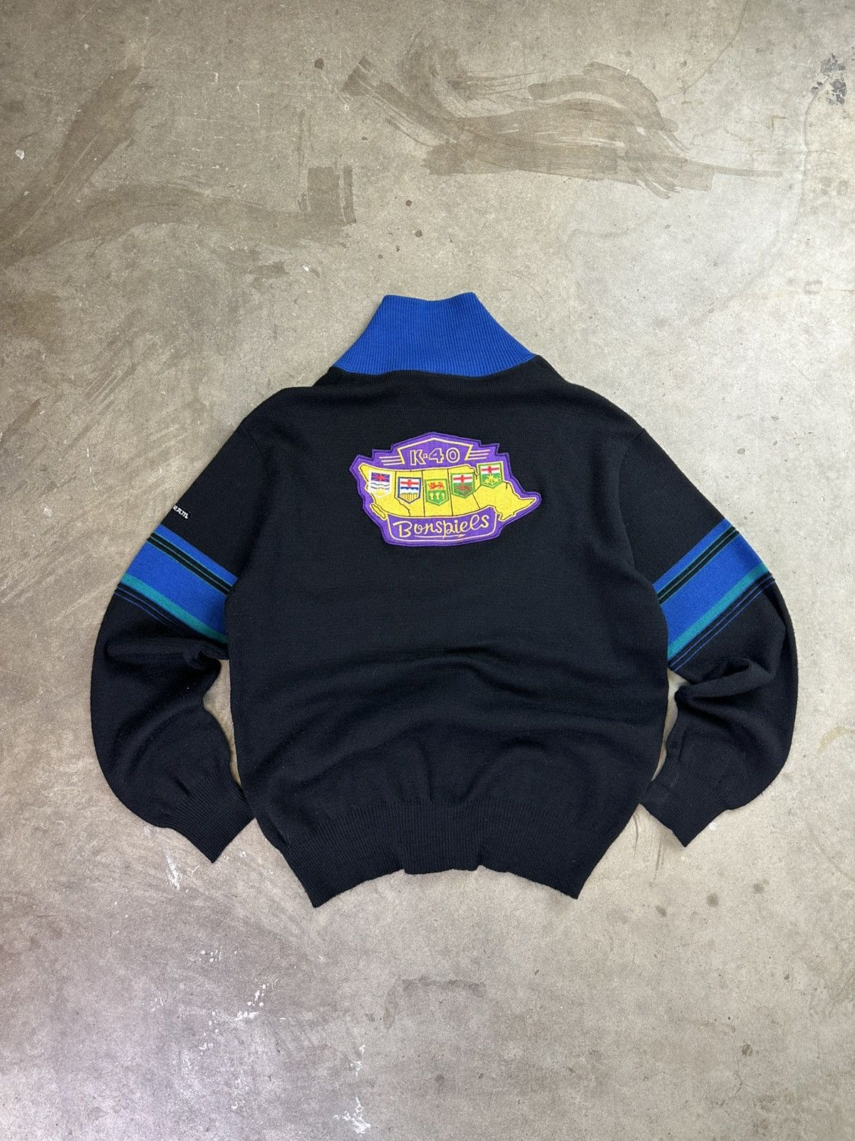 Vintage Vintage White Ram Cable Knit Zip Up K-40 Bonspiels XL Black Size US XL / EU 56 / 4 - 1 Thumbnail