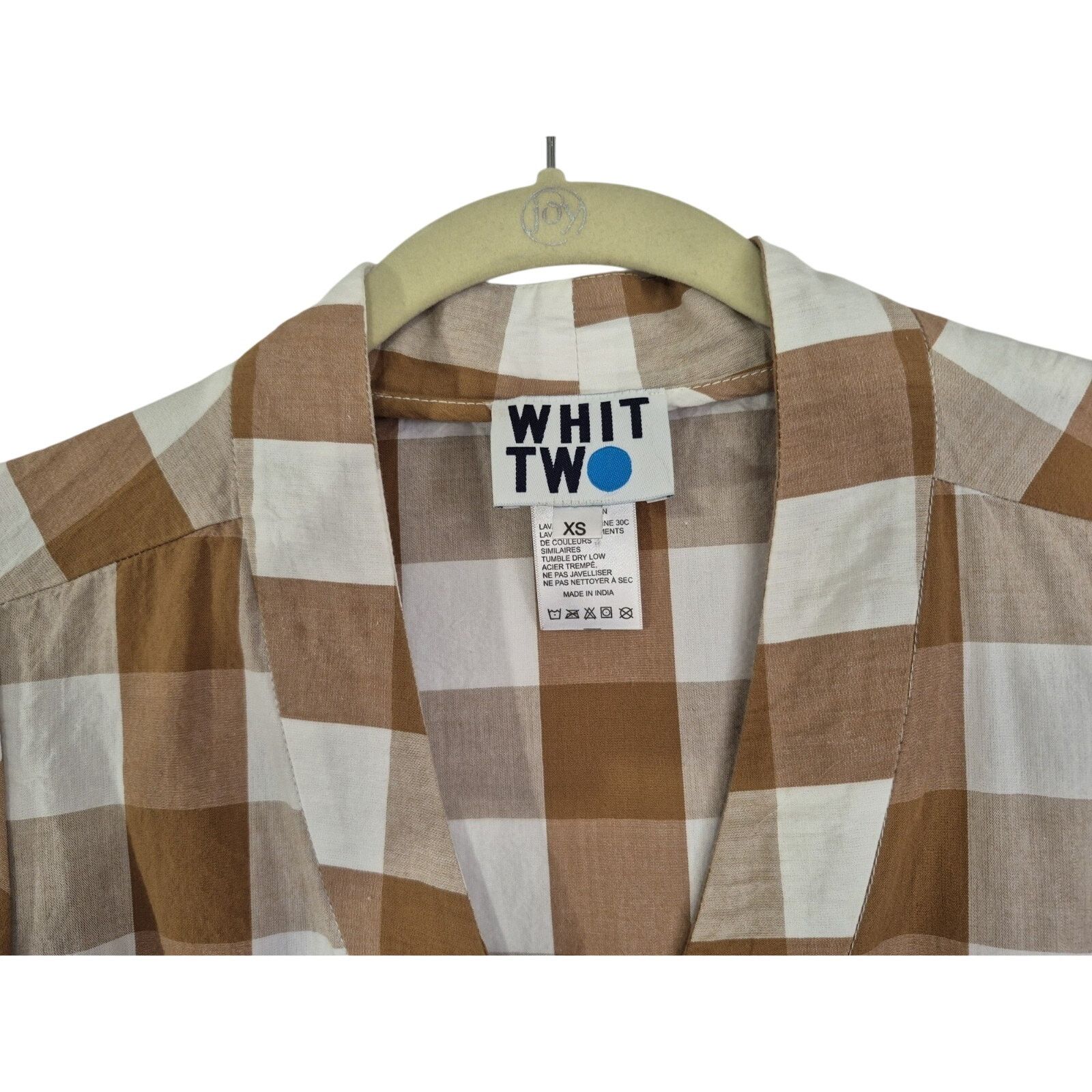 Anthropologie Anthropologie Whit Two Womens Brown Cream Gingham Romper XS Size 28" / US 6 / IT 42 - 6 Thumbnail