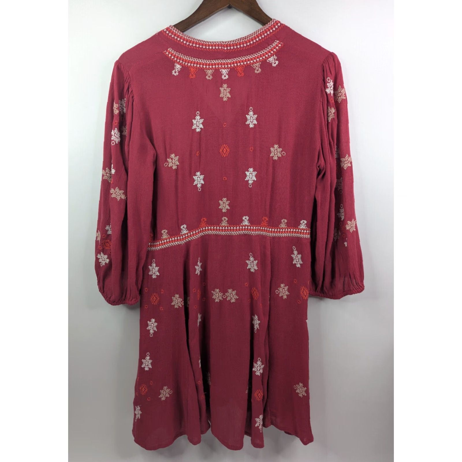 Free People Free People Stargazer Embroidered Mini Dress Women XS Red Bohemian Size XS / US 0-2 / IT 36-38 - 3 Thumbnail