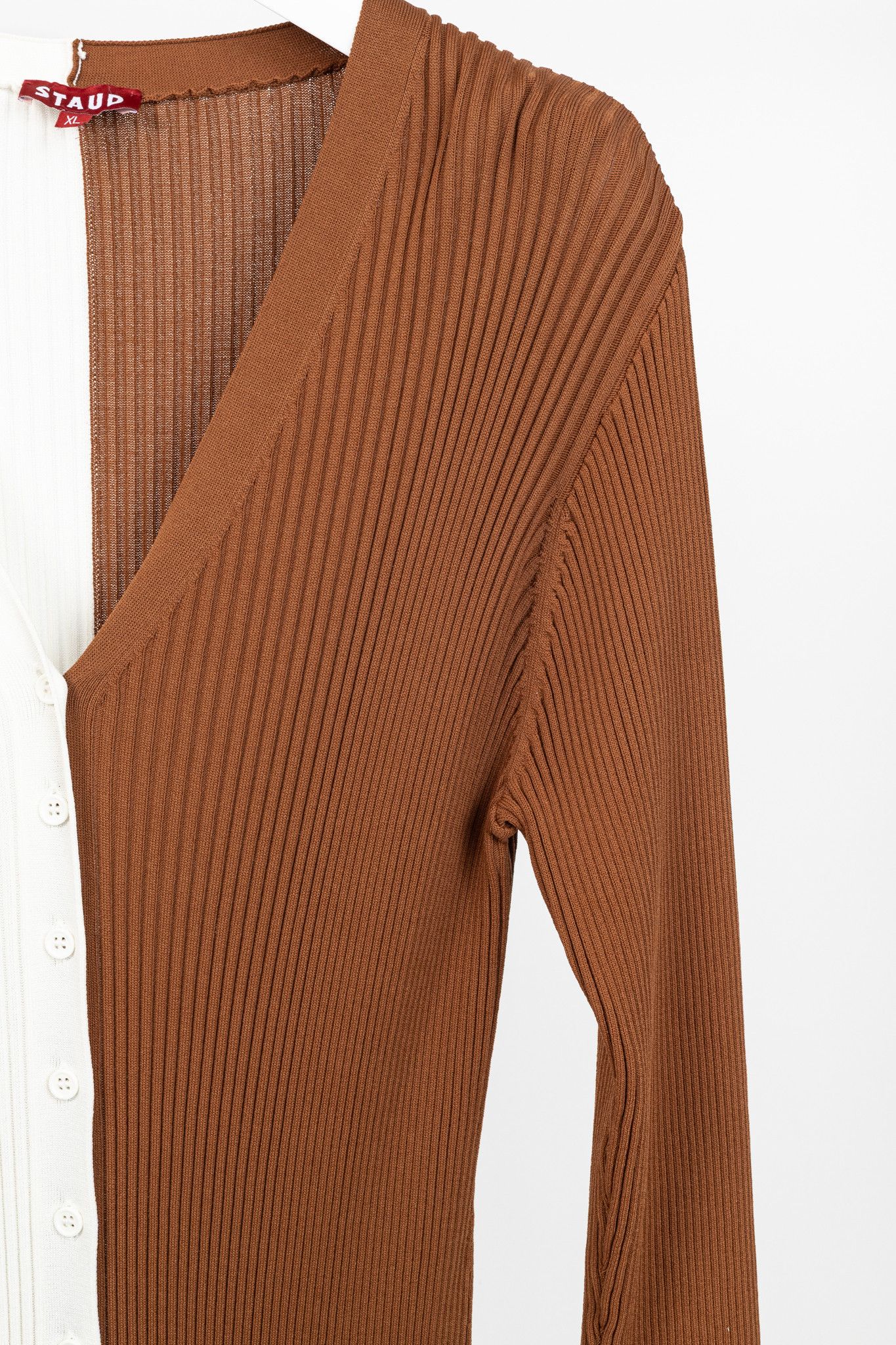Staud STAUD Shoko Tan & White Colourblock Sweater Dress Size XL / US 12-14 / IT 48-50 - 5 Thumbnail