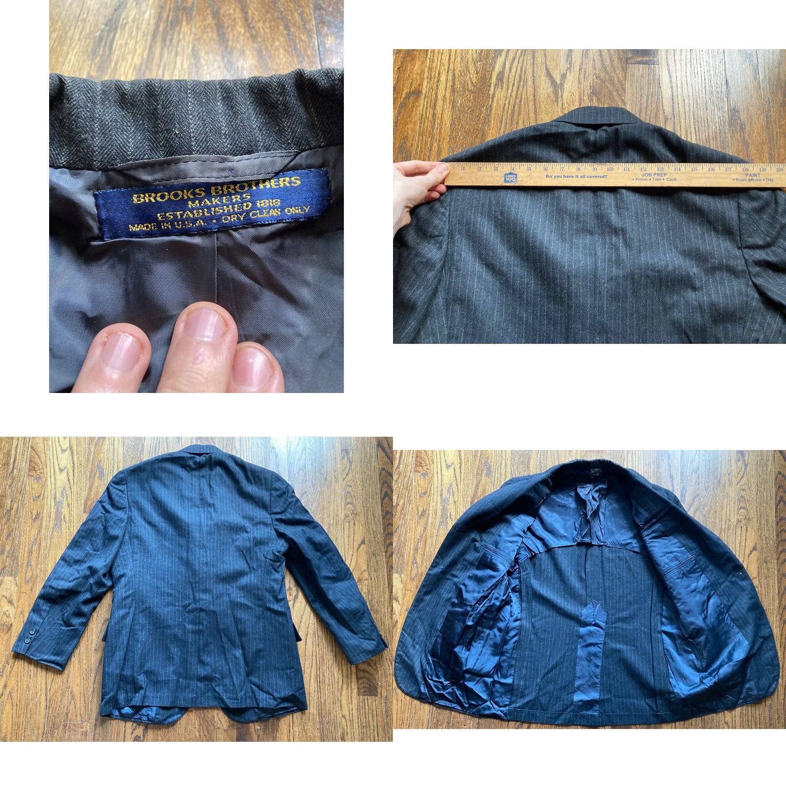 Brooks Brothers VINTAGE Brooks Brothers Blazer Mens 42 Gray Pinstripe Wool Tweed Herringbone Size 42R - 8 Thumbnail