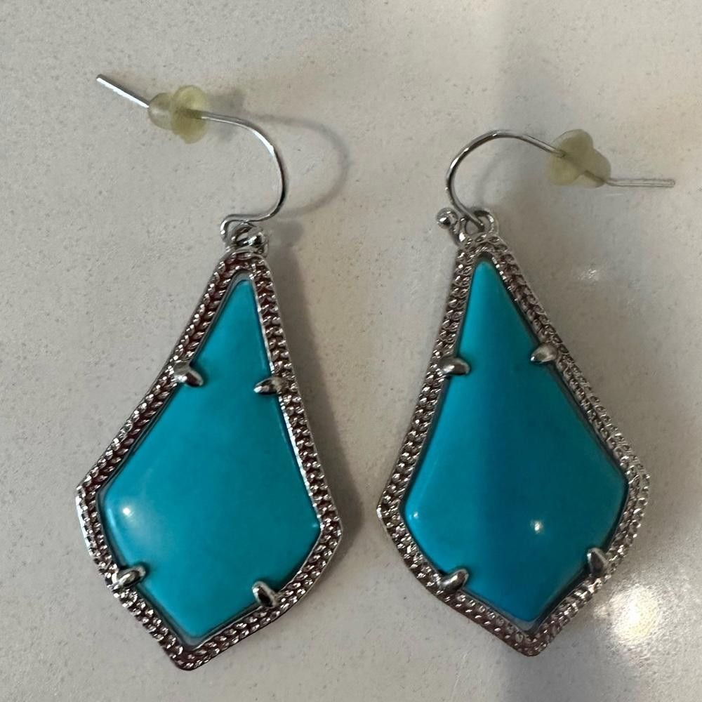 Kendra Scott Kendra Scott Alex Turquoise Blue Silver Tone Drop Earrings Size ONE SIZE - 2 Thumbnail