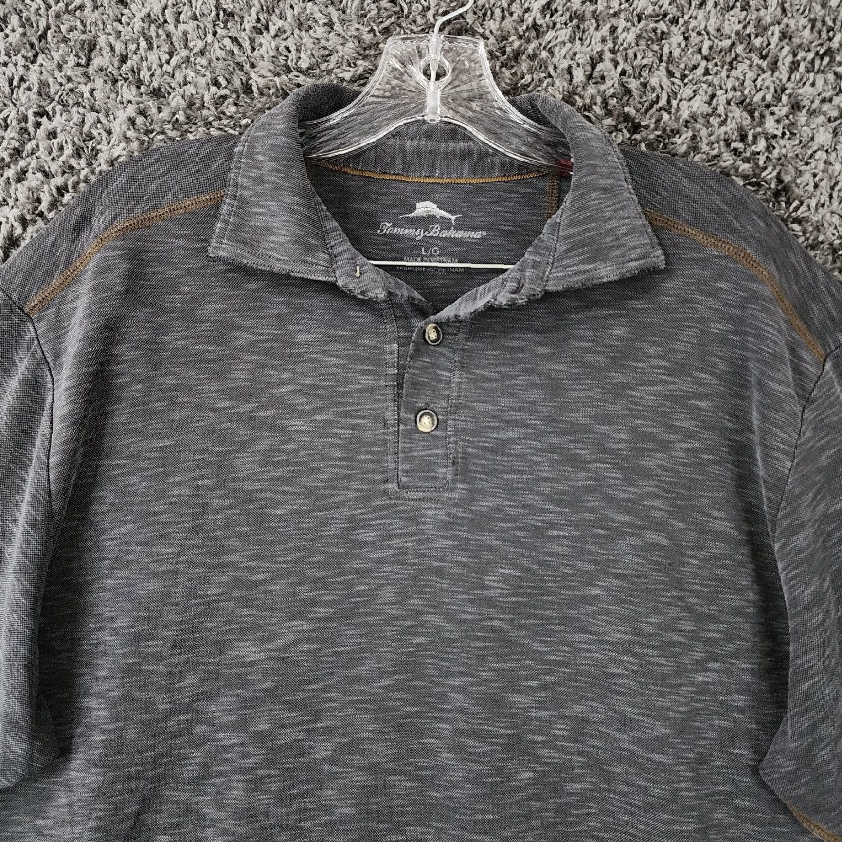 Tommy Bahama Tommy Bahama Polo Shirt Mens Gray Heather Short Sleeve Size L Regular Collar Size US L / EU 52-54 / 3 - 3 Thumbnail