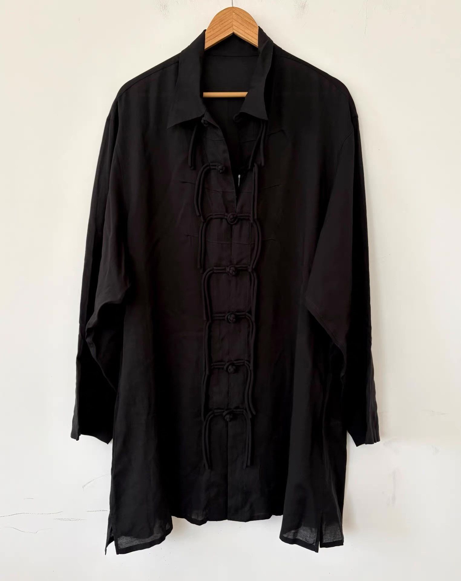 Yohji Yamamoto Black Long Sleeve Button-Up Shirt Size US L / EU 52-54 / 3 - 1 Thumbnail