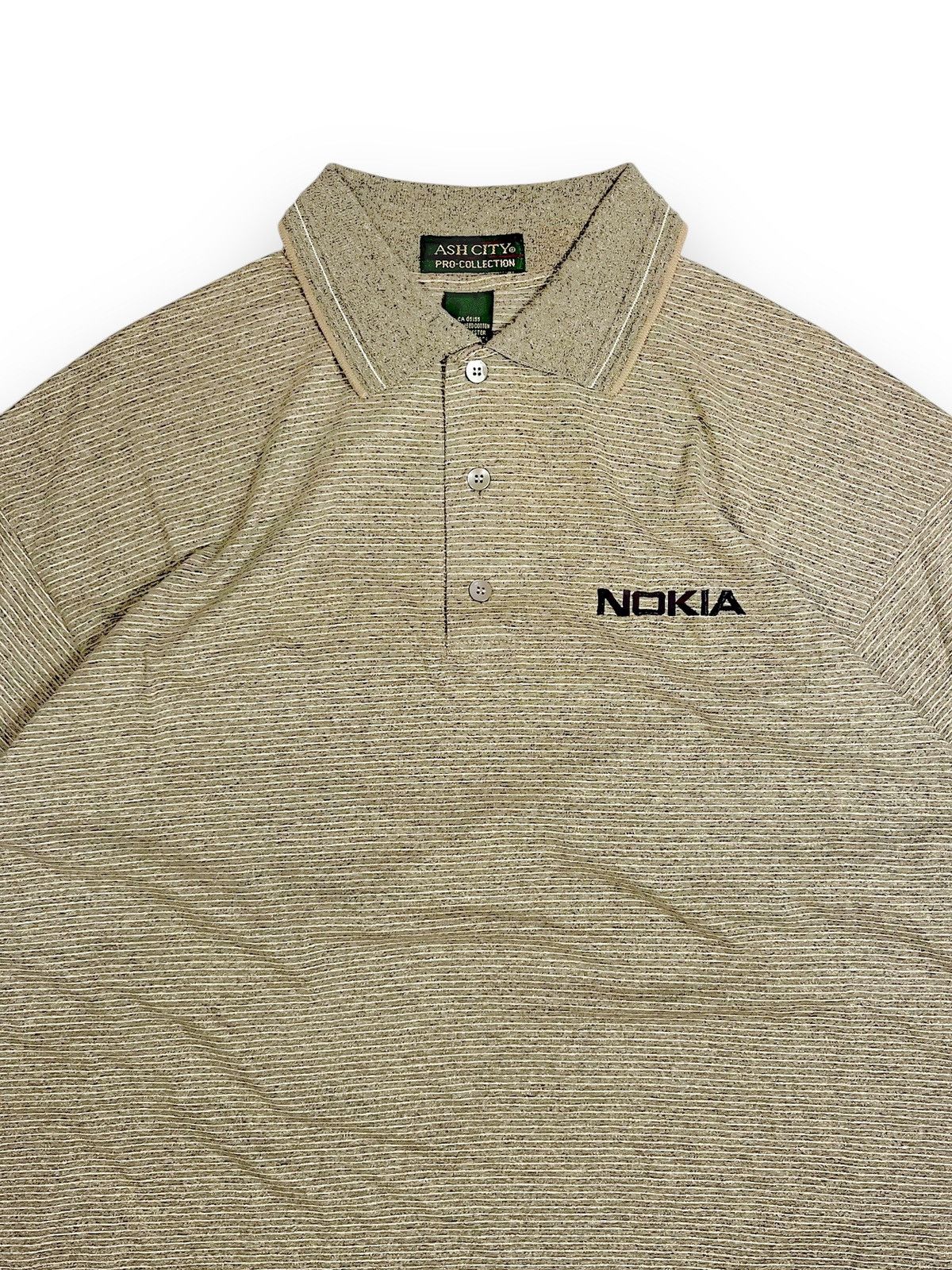 Vintage 90s Ash City "Nokia" Vintage Pinstripe Polo Shirt Size US XL / EU 56 / 4 - 2 Thumbnail