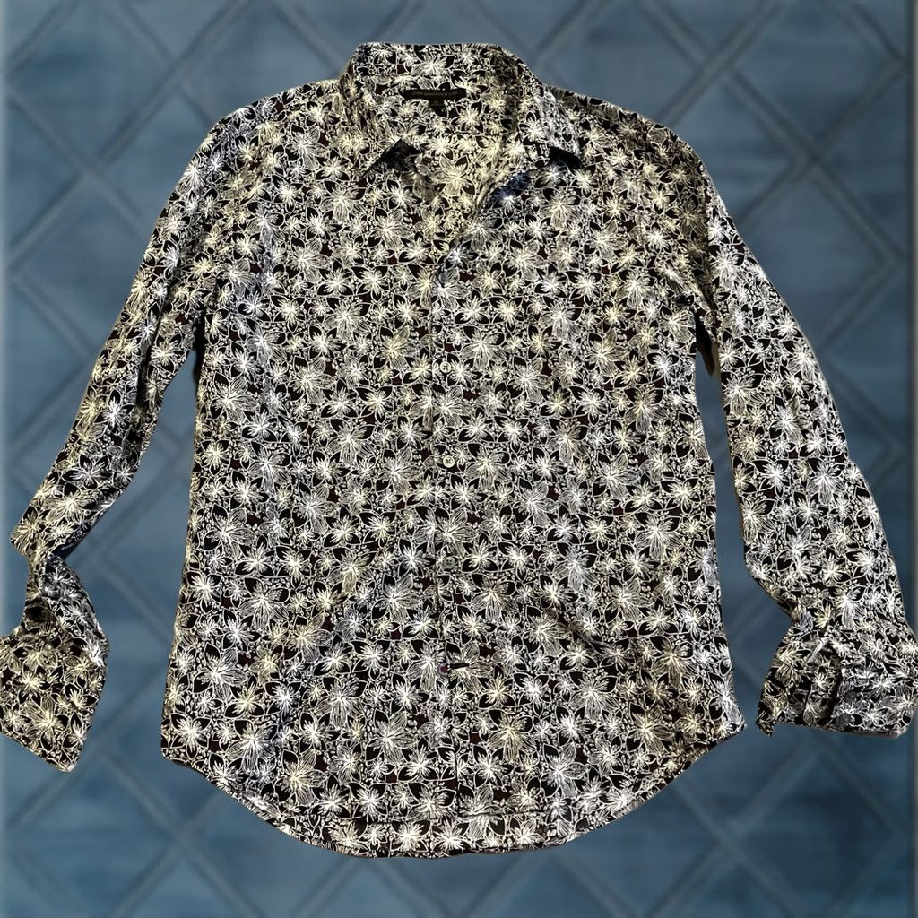 John Varvatos John Varvatos USA Shirt M Black White Floral Hawaiian Long Sleeve Men Size US M / EU 48-50 / 2 - 1 Thumbnail