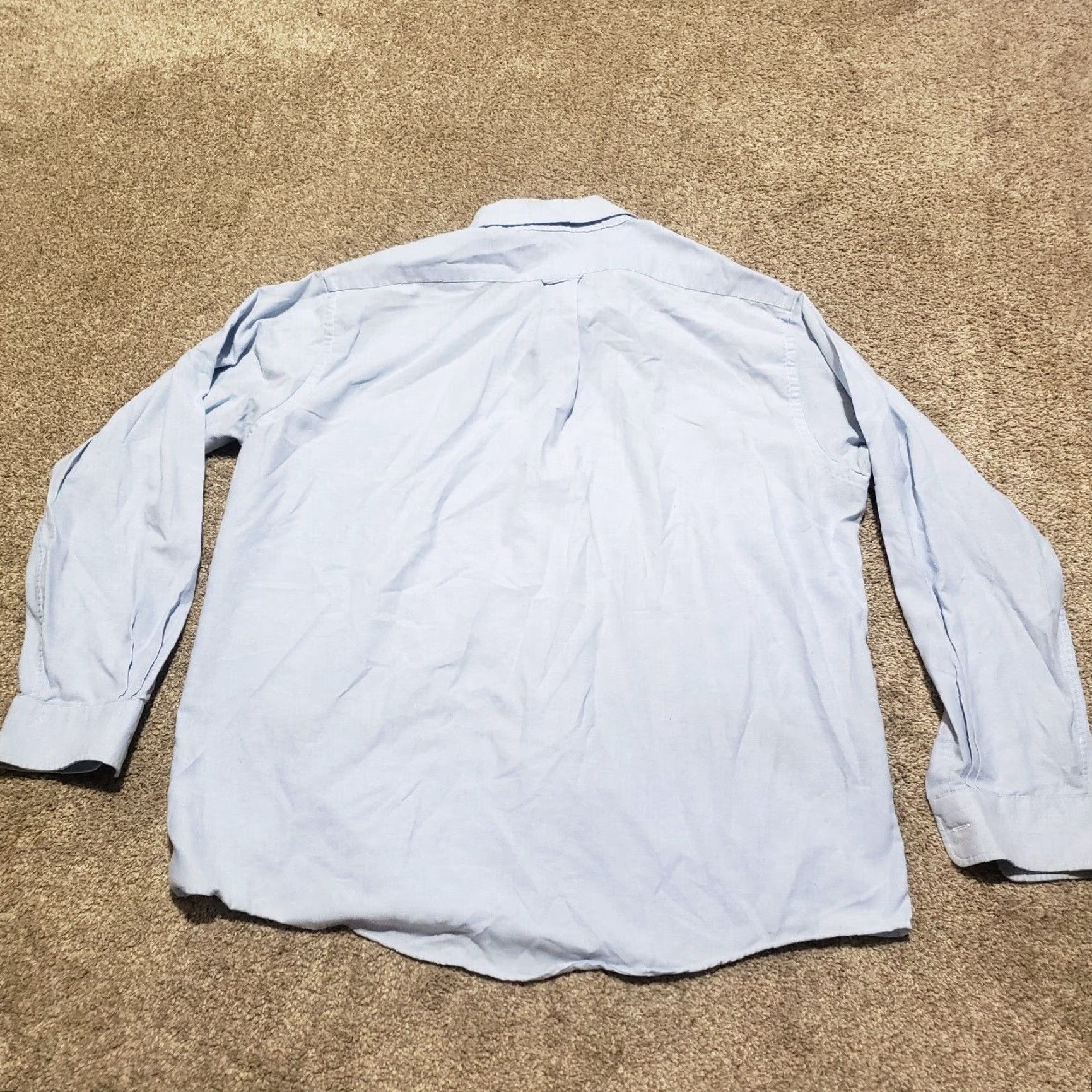 Sears Sears Shirt Button-Up Short Sleeve Mens 17.5 34/35 Blue Cotton Polyester Solid 1950s 1960s Mens shirt Size US XL / EU 56 / 4 - 8 Thumbnail
