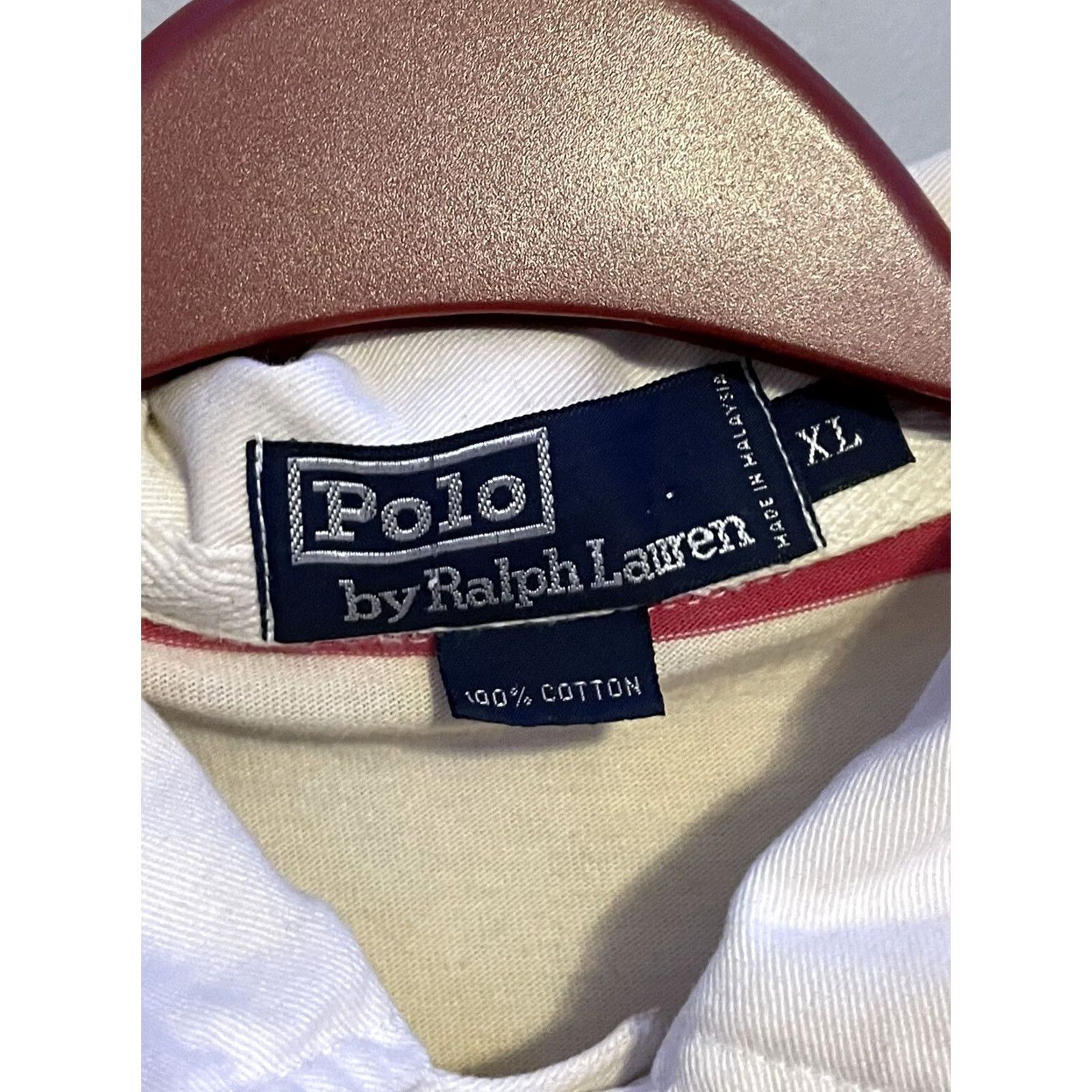 Polo Ralph Lauren VINTAGE 90s Polo Ralph Lauren Striped Rugby Shirt XL Men Polo Shirt Long Sleeve White Pink White Striped Rugby 90s Mens XL Size US XL / EU 56 / 4 - 4 Thumbnail