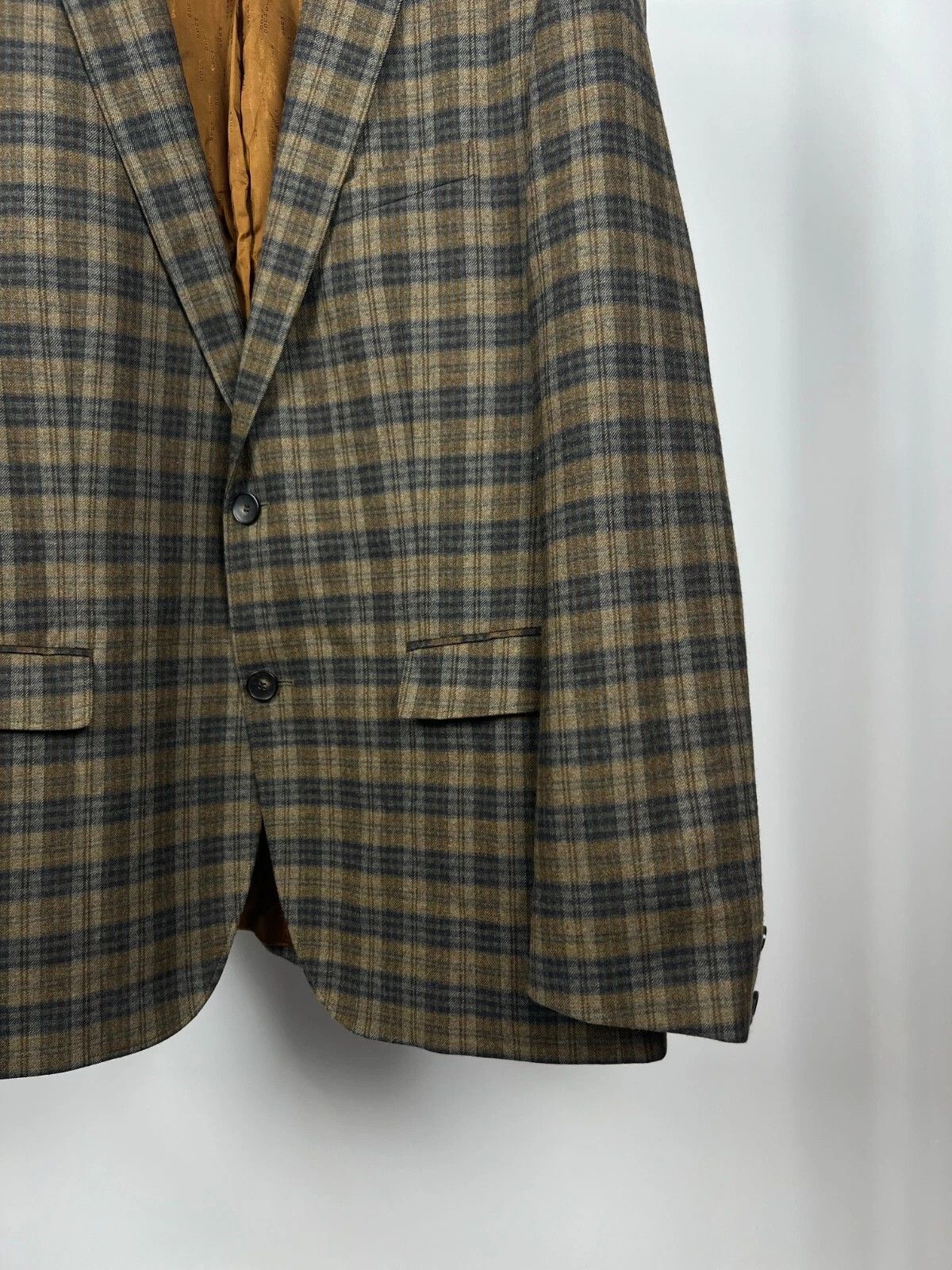 Hugo Boss Hugo Boss Brown Blue Check Wool Two Buttons Blazer Jacket Size 44R - 9 Thumbnail