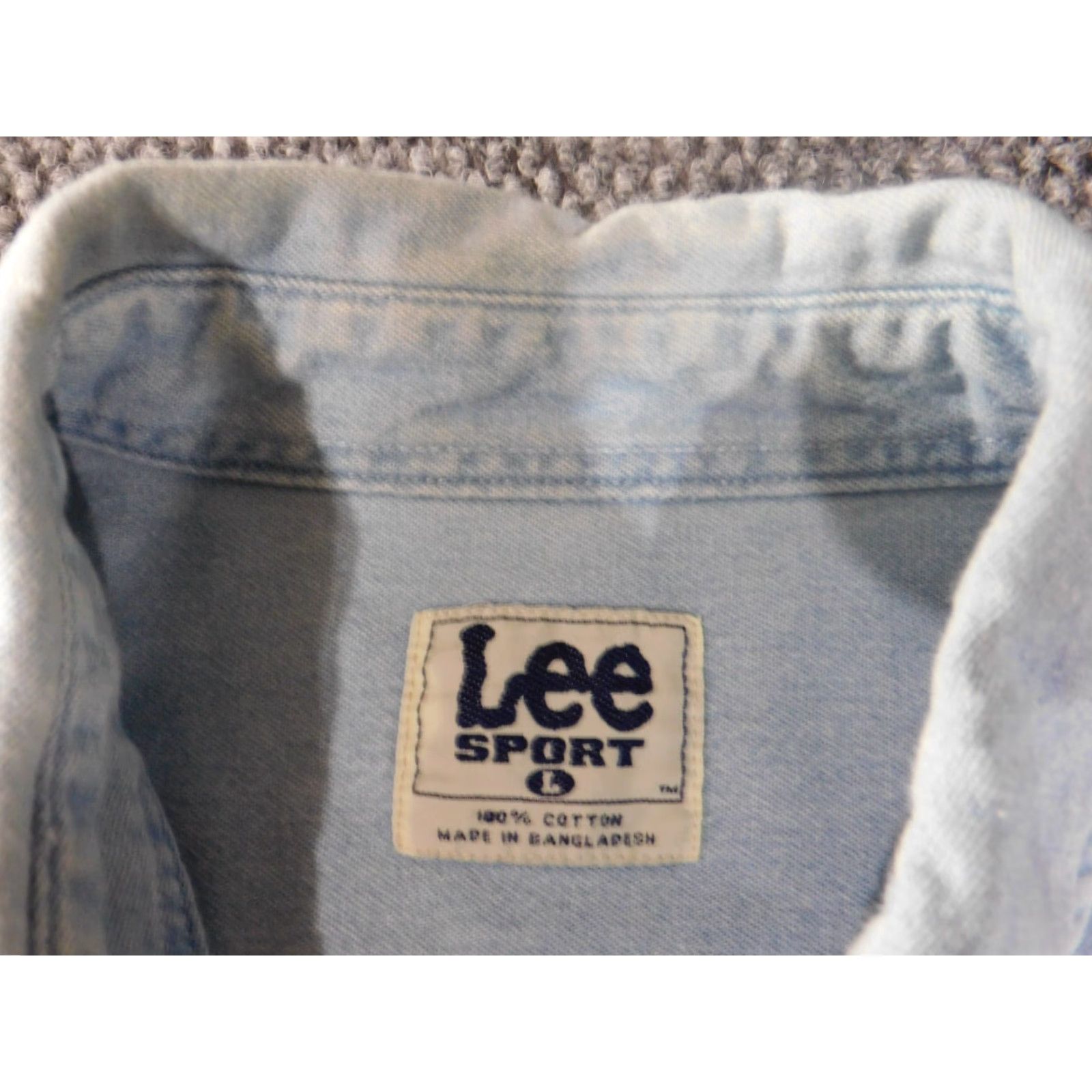 Lee VINTAGE Lee Sports Mens Shirt Large Blue Denim Button-Down Collar" Size US L / EU 52-54 / 3 - 5 Thumbnail