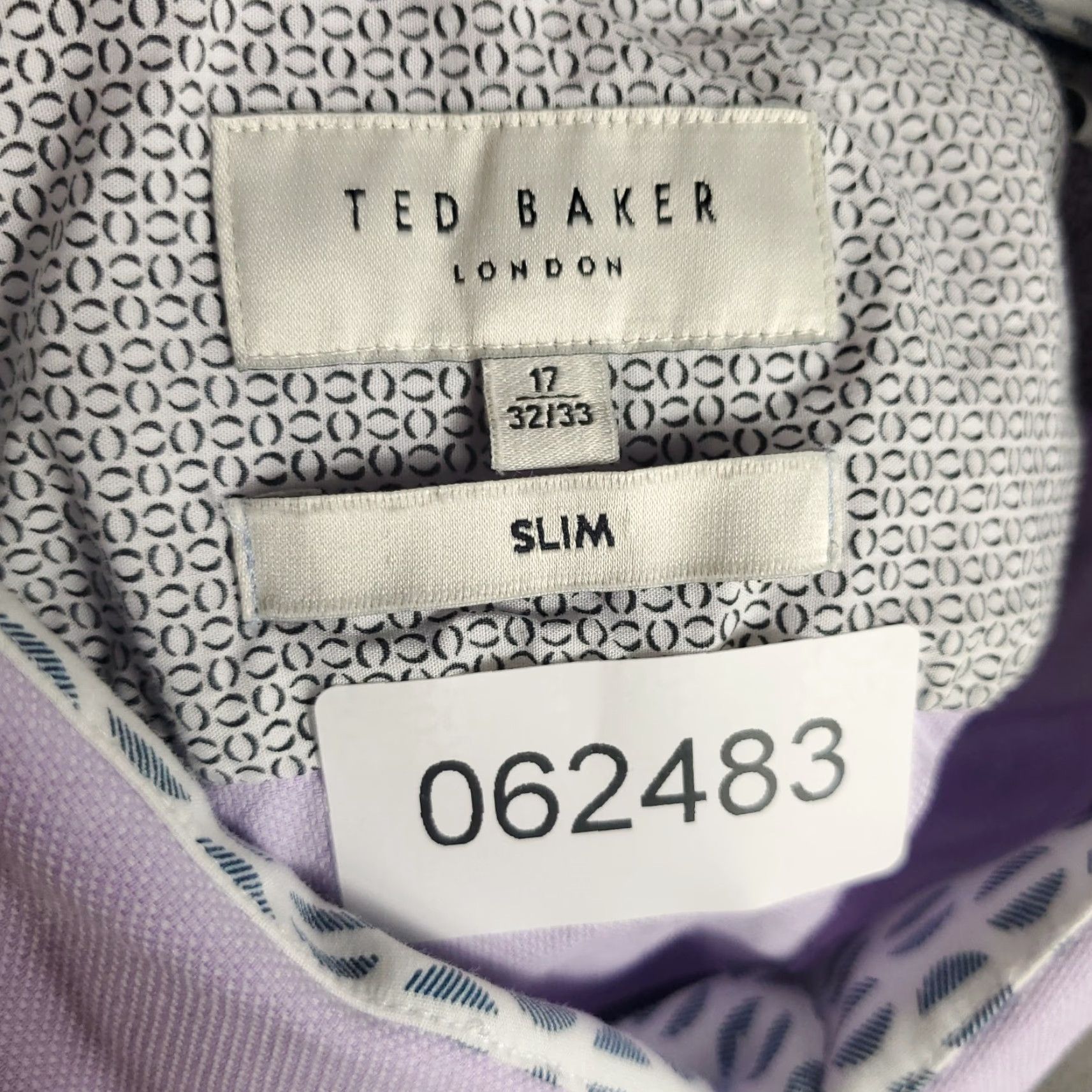 Ted Baker TED BAKER LONDON Shirt Mens 17 Purple Dress Shirt Long Sleeve Button Up 100% Cotton, Regular Fit, Collar Point, Classic Modern, Wedding, Workwear Mens Size 46R - 7 Thumbnail