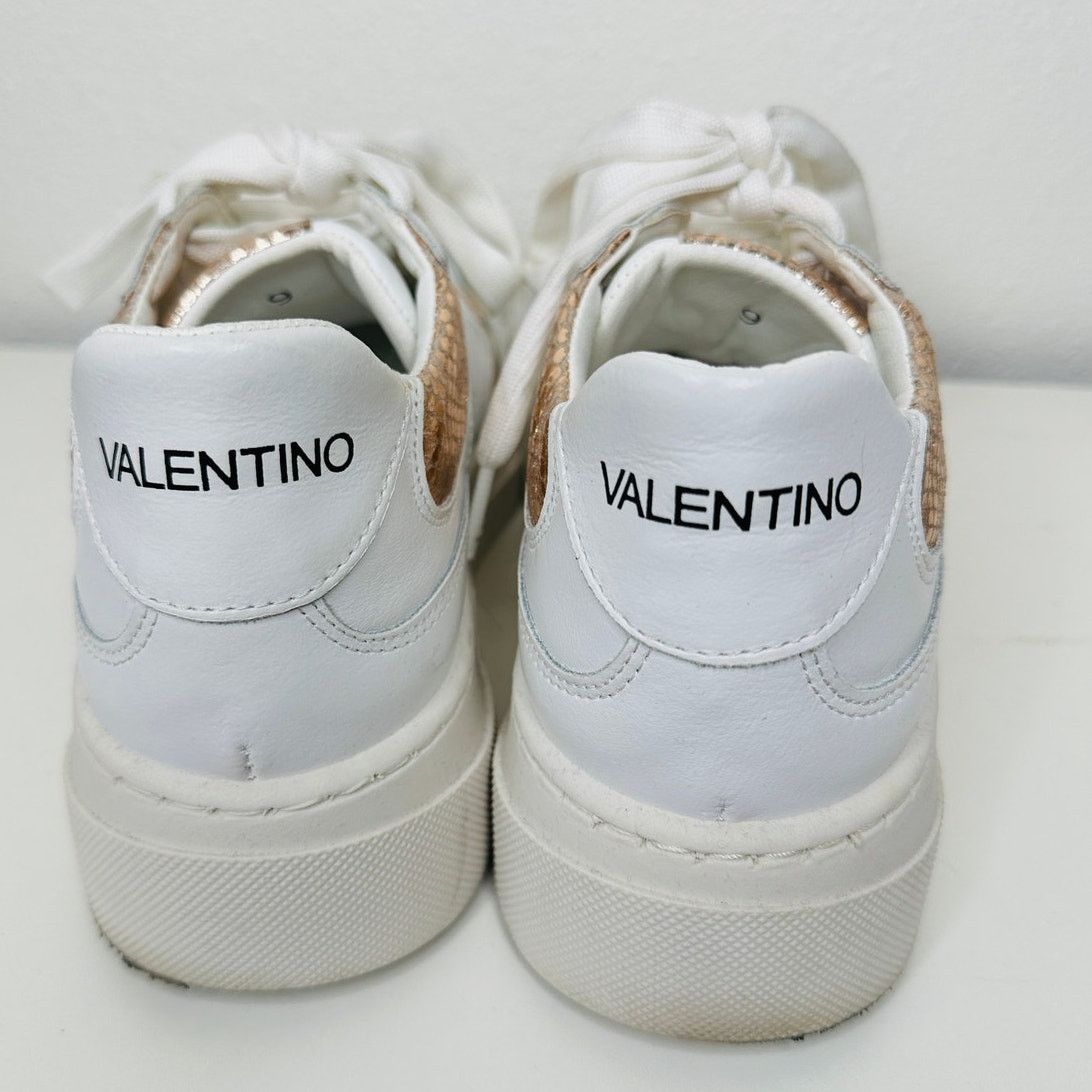 Valentino Minerva White Rose Gold Leather Lace Sneaker