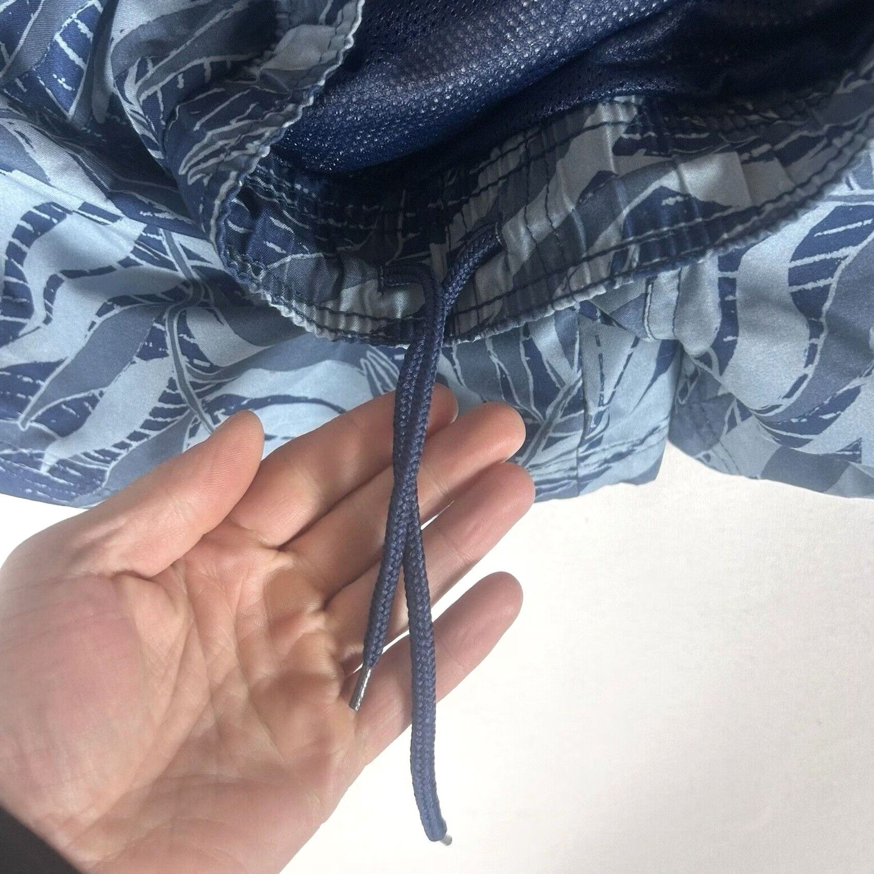 Vintage OP Ocean Pacific Mens 3XL Swim Trunks Blue Palm Leaf Print Drawstring Pockets Size ONE SIZE - 3 Thumbnail
