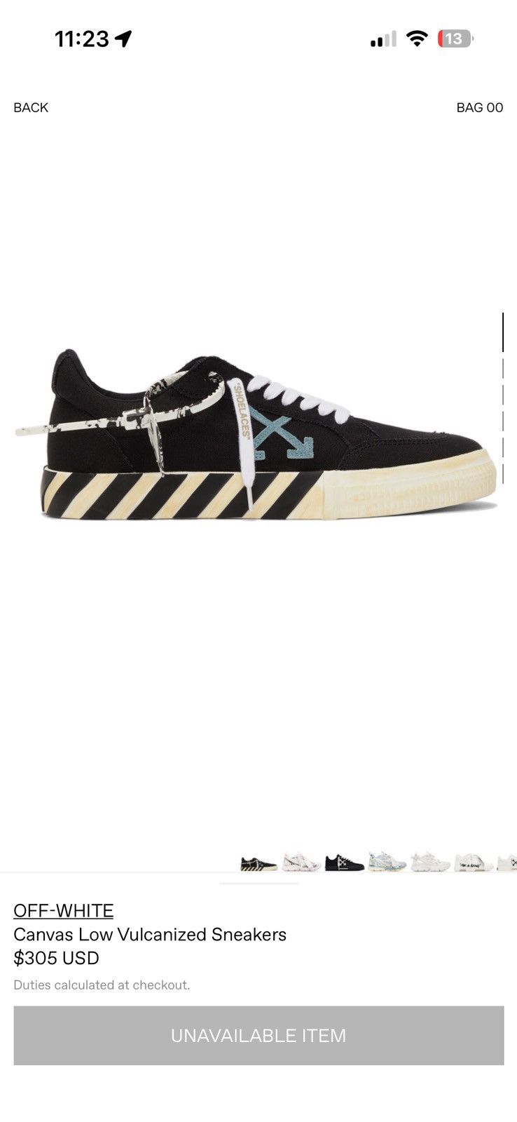 Off-White OFF-WHITE 'Canvas Low Vulcanized Sneakers' Size US 10 / IT 40 - 11 Thumbnail