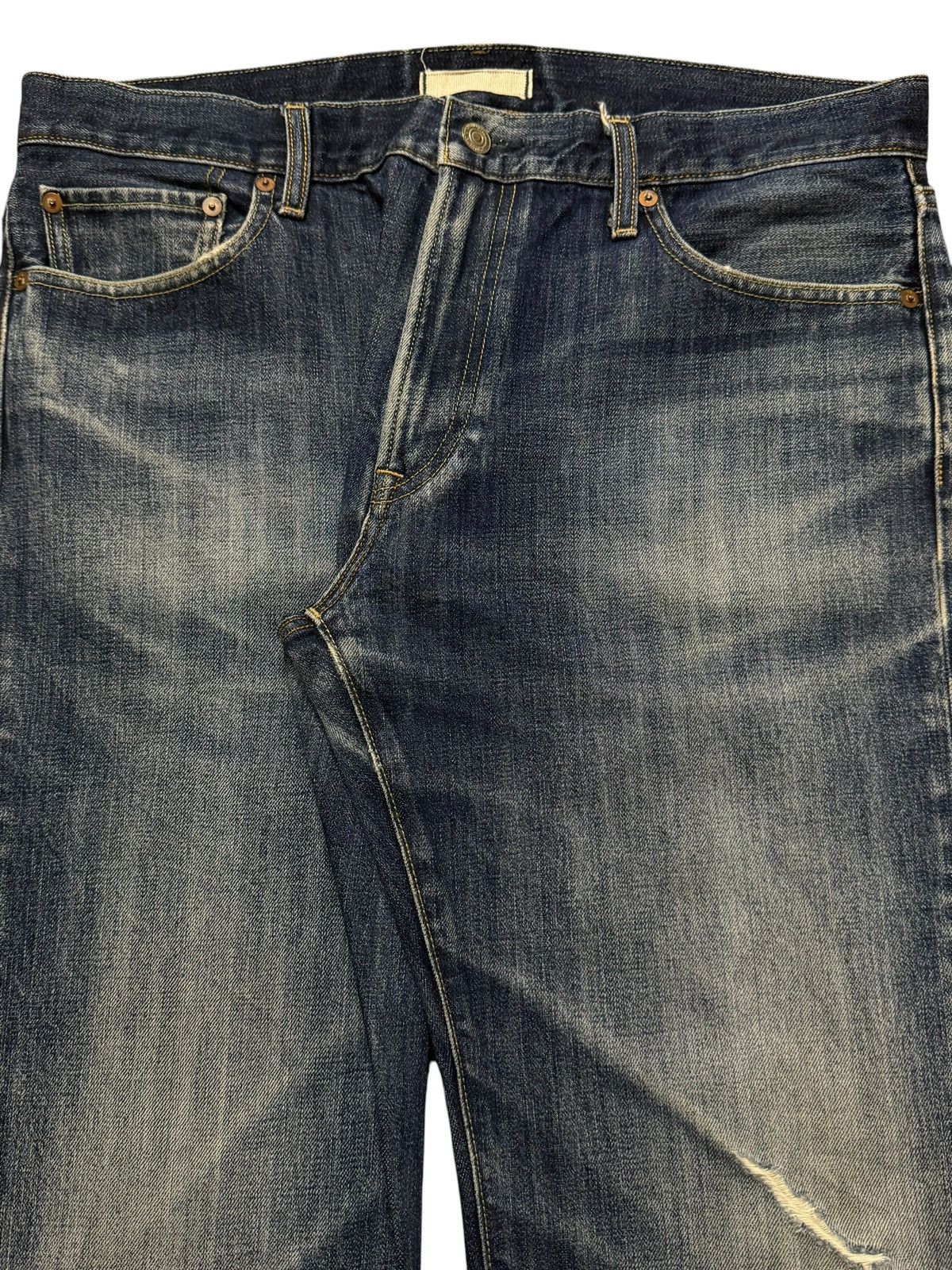 Uniqlo Vintage Y2K Japanese Uniqlo Blue Faded Wash Distress Loose Size US 34 / EU 50 - 3 Thumbnail