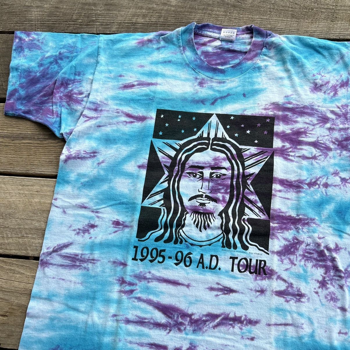 Vintage Vintage 1995/96 Jesus Christian AD Tour Tie Dye T Shirt Size US XL / EU 56 / 4 - 1 Thumbnail