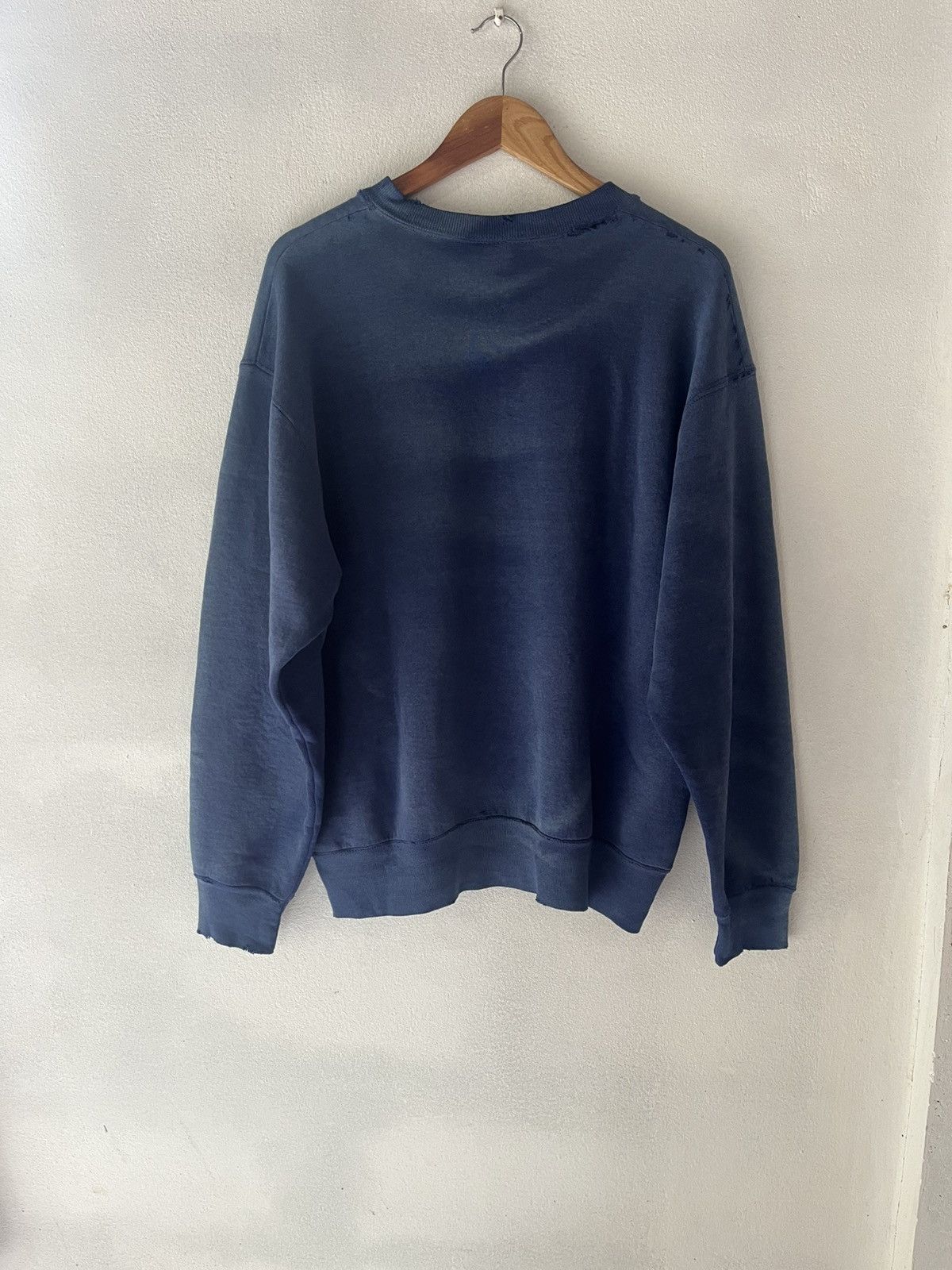 Vintage Thrashed Faded Navy Crewneck Sweatshirt Distressed Size US XL / EU 56 / 4 - 4 Thumbnail