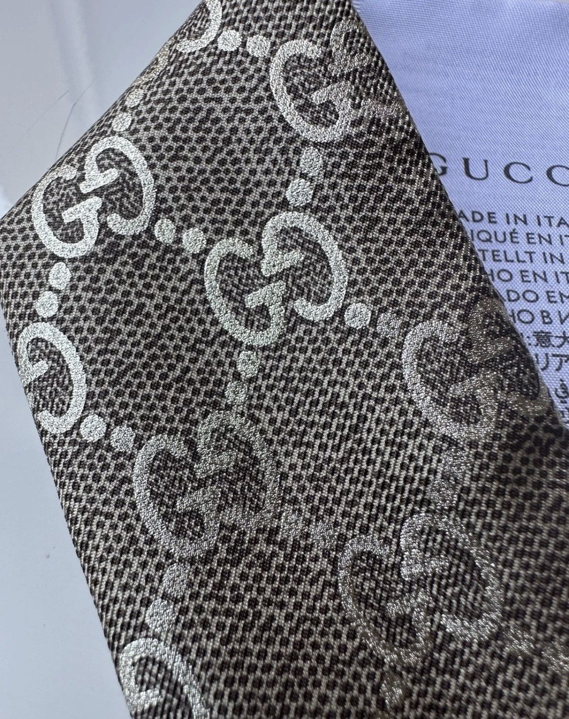 Gucci Gucci Bandeau Silk Scarf Brown GG Logo 5/120cm! Size ONE SIZE - 2 Thumbnail