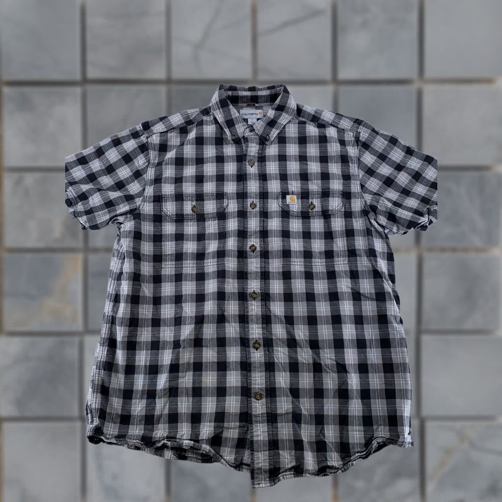 Carhartt Carhartt Plaid Button-Down Shirt Mens Large Gray Short Sleeve Workwear Size US L / EU 52-54 / 3 - 1 Thumbnail