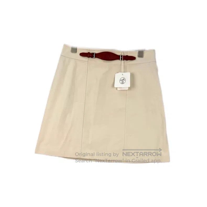 Hermes Hermes Beige Letter Leather Buckle Skirt Size 26" / US 2 / IT 38 - 1 Thumbnail