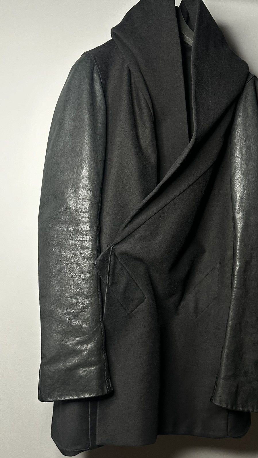 Rick Owens Coat with leather sleeves Size US L / EU 52-54 / 3 - 13 Thumbnail